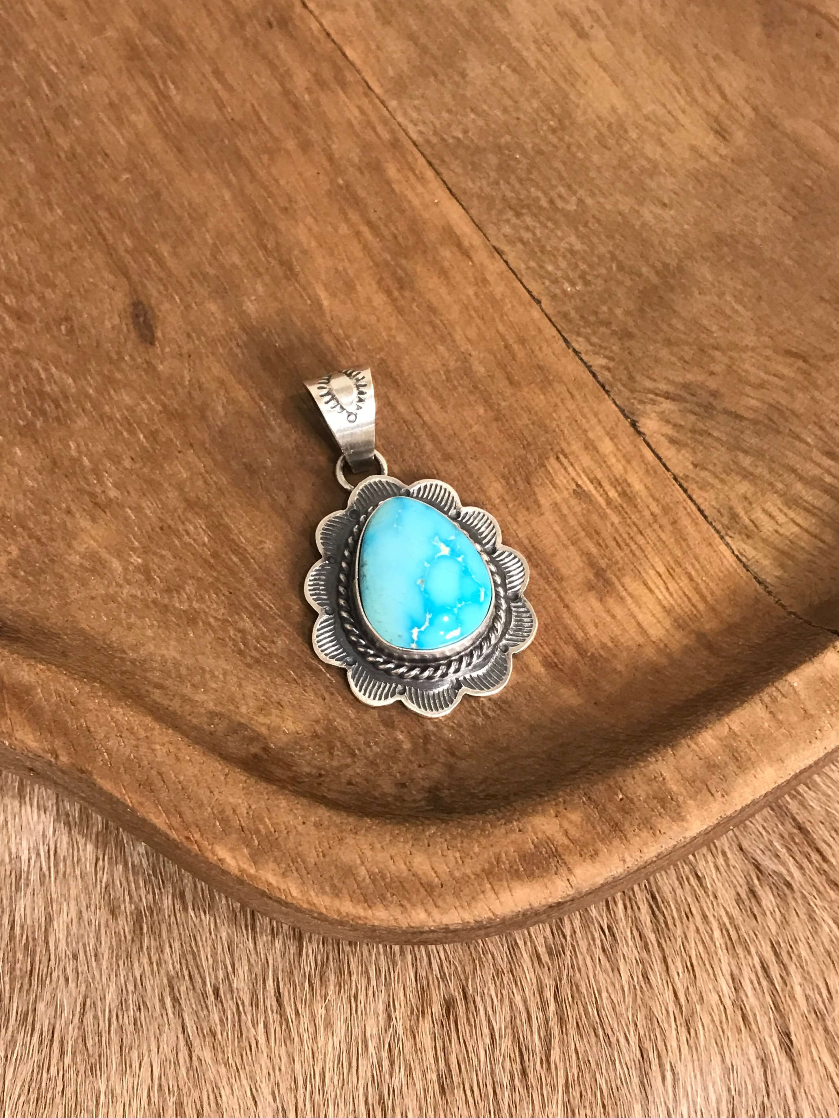 The Sycamore Turquoise Pendant, 6-Pendants-Calli Co., Turquoise and Silver Jewelry, Native American Handmade, Zuni Tribe, Navajo Tribe, Brock Texas