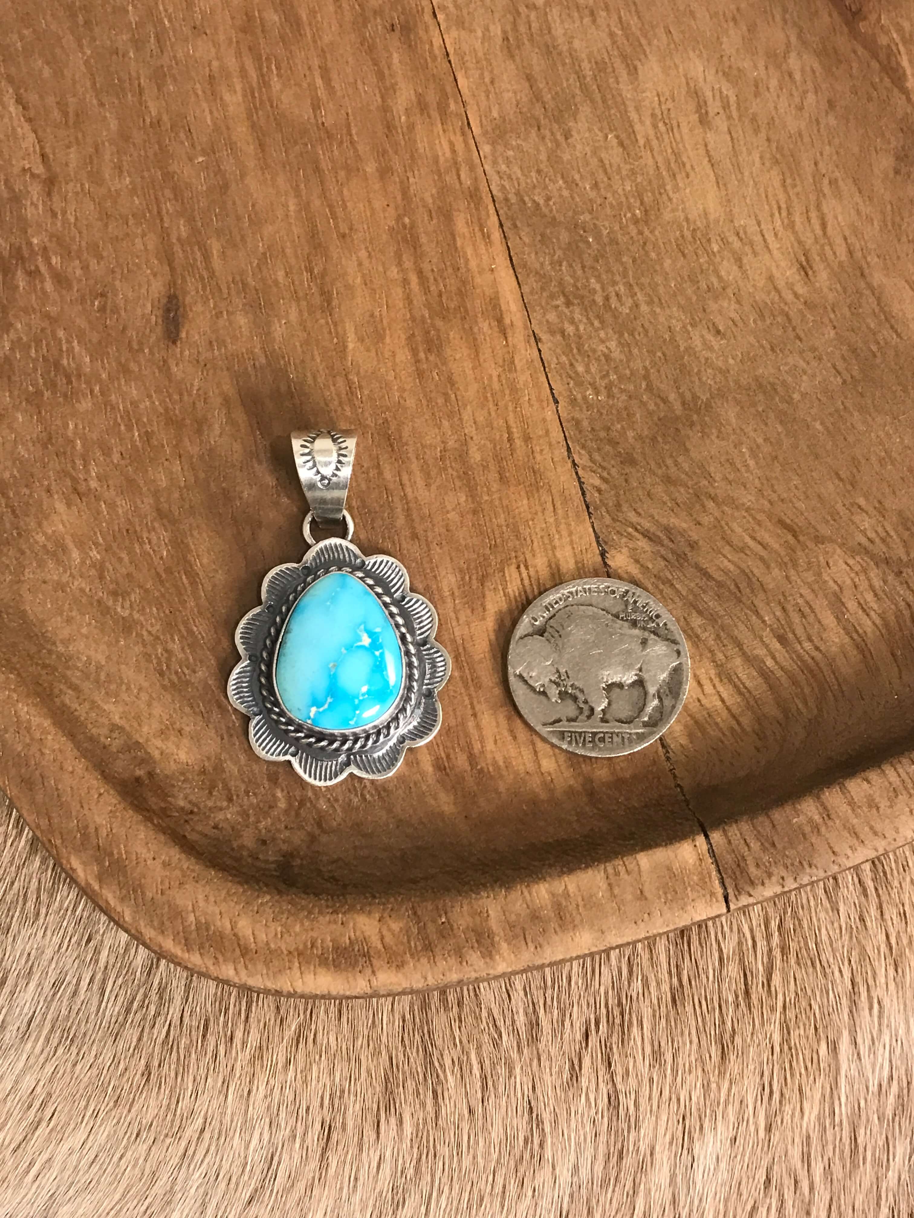 The Sycamore Turquoise Pendant, 6-Pendants-Calli Co., Turquoise and Silver Jewelry, Native American Handmade, Zuni Tribe, Navajo Tribe, Brock Texas
