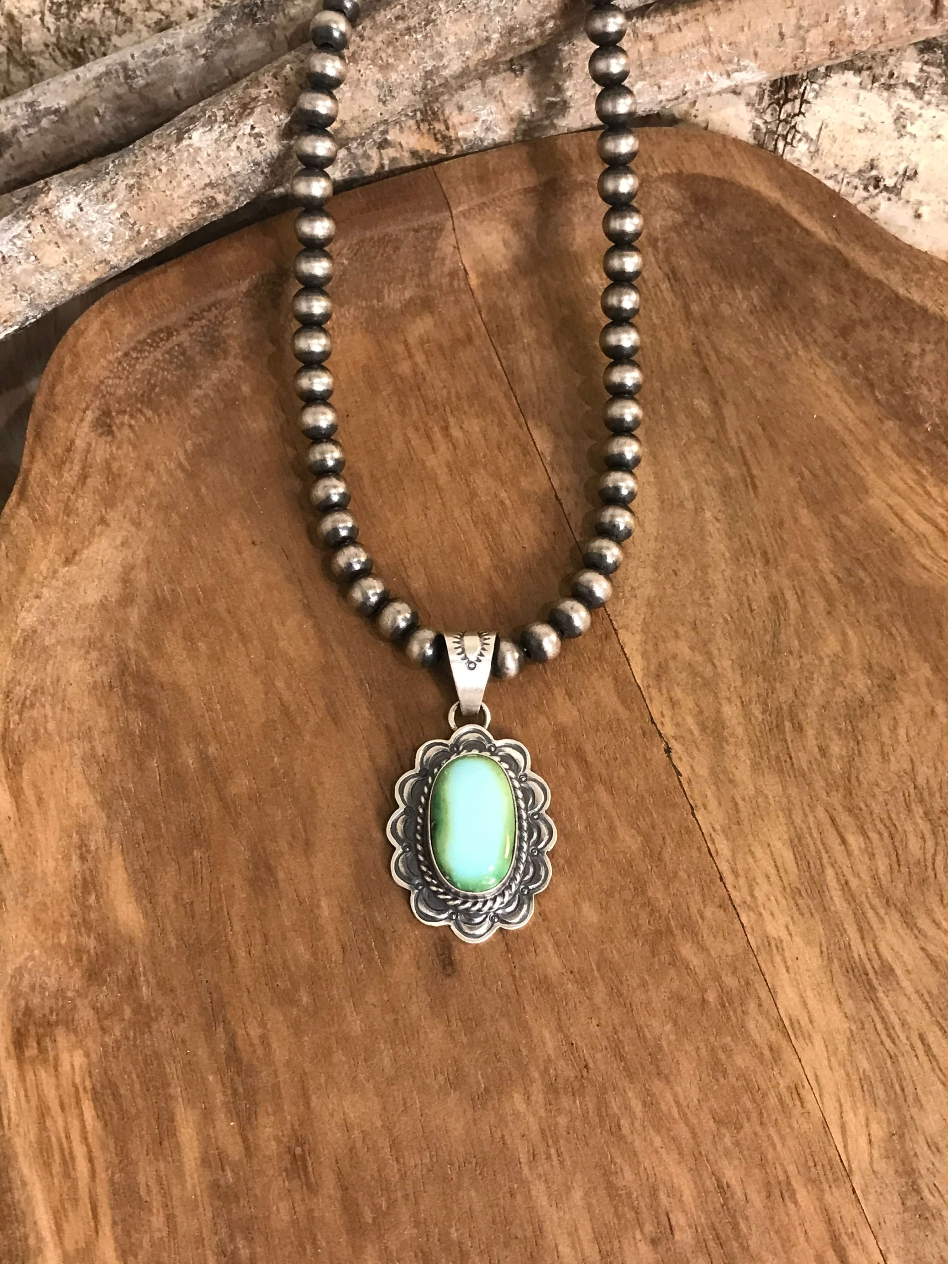 The Sycamore Turquoise Pendant, 5-Pendants-Calli Co., Turquoise and Silver Jewelry, Native American Handmade, Zuni Tribe, Navajo Tribe, Brock Texas