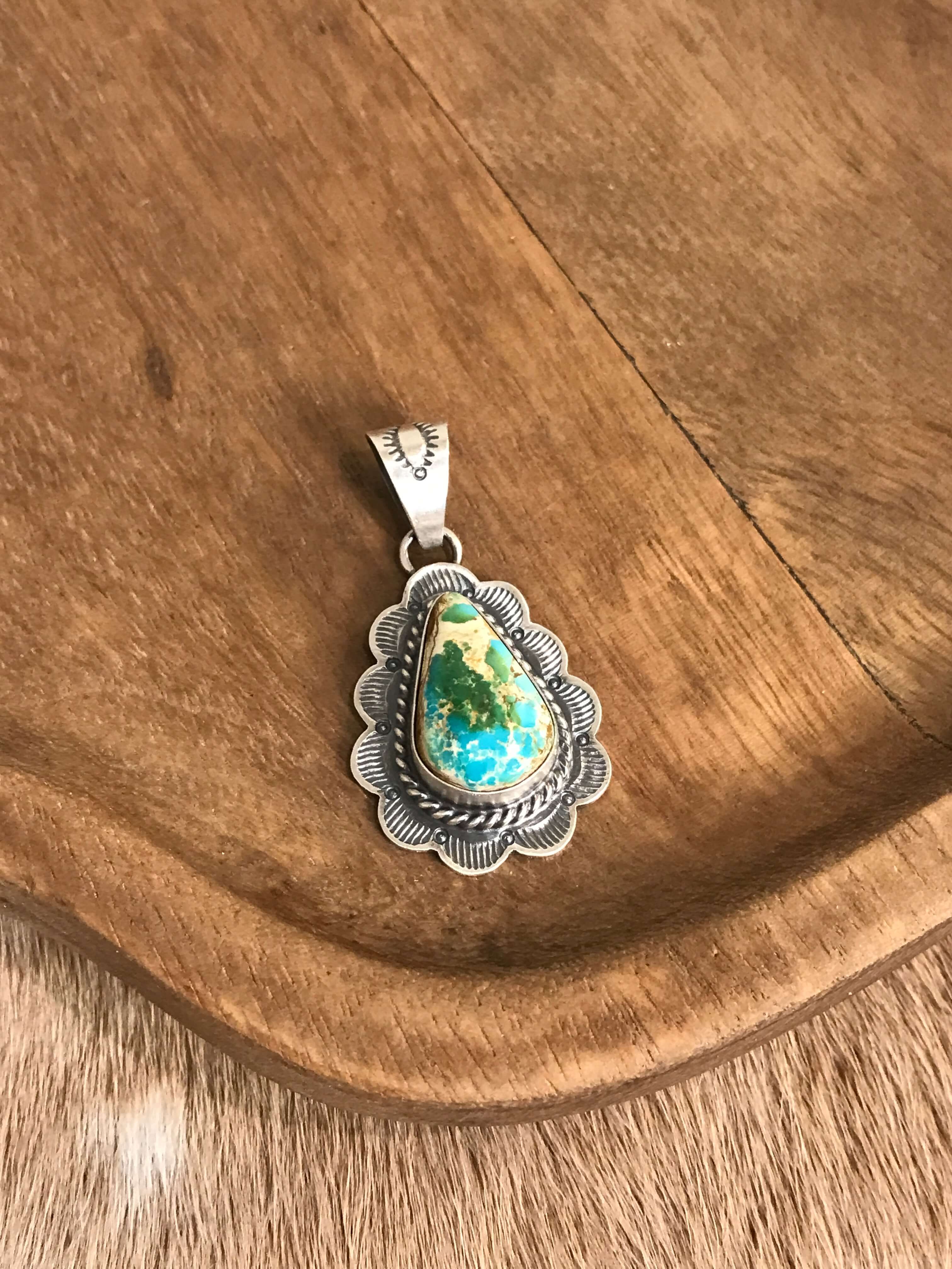 The Sycamore Turquoise Pendant, 7-Pendants-Calli Co., Turquoise and Silver Jewelry, Native American Handmade, Zuni Tribe, Navajo Tribe, Brock Texas
