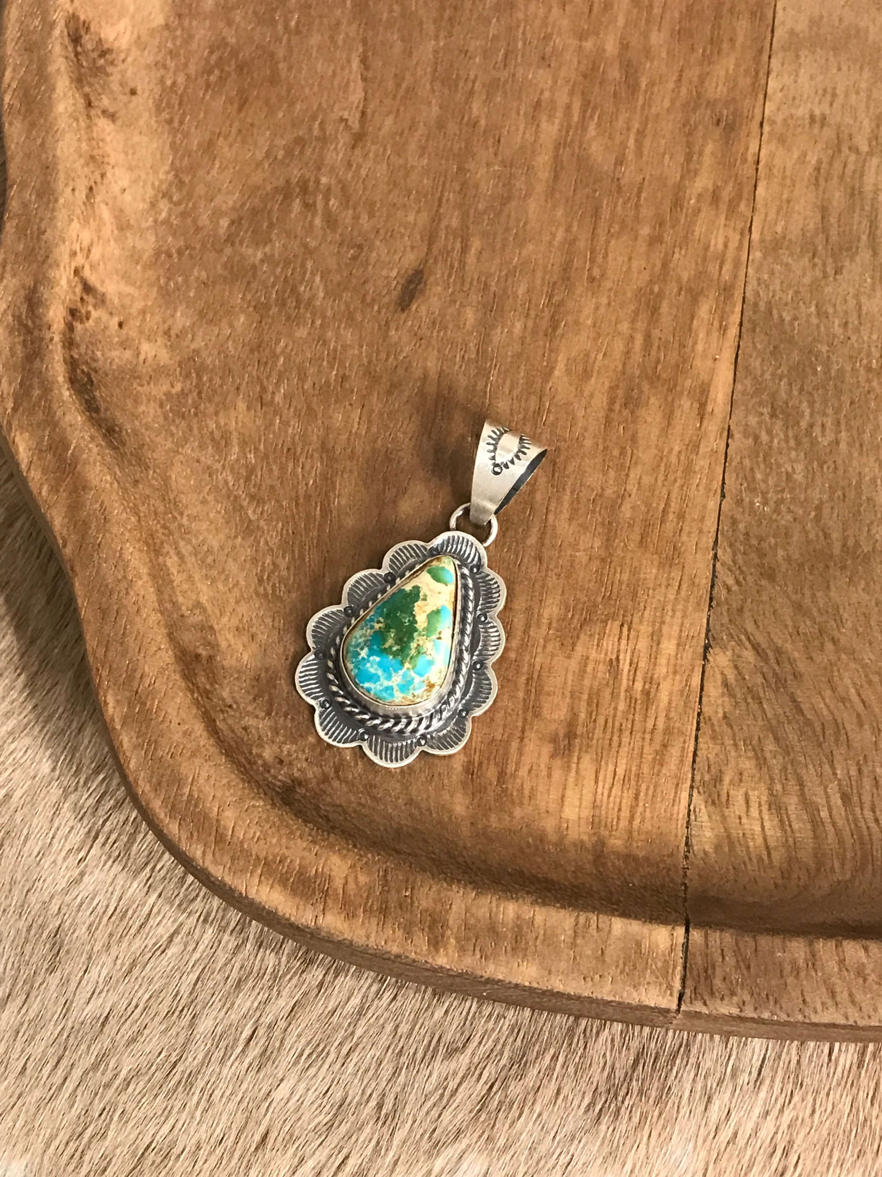The Sycamore Turquoise Pendant, 7-Pendants-Calli Co., Turquoise and Silver Jewelry, Native American Handmade, Zuni Tribe, Navajo Tribe, Brock Texas