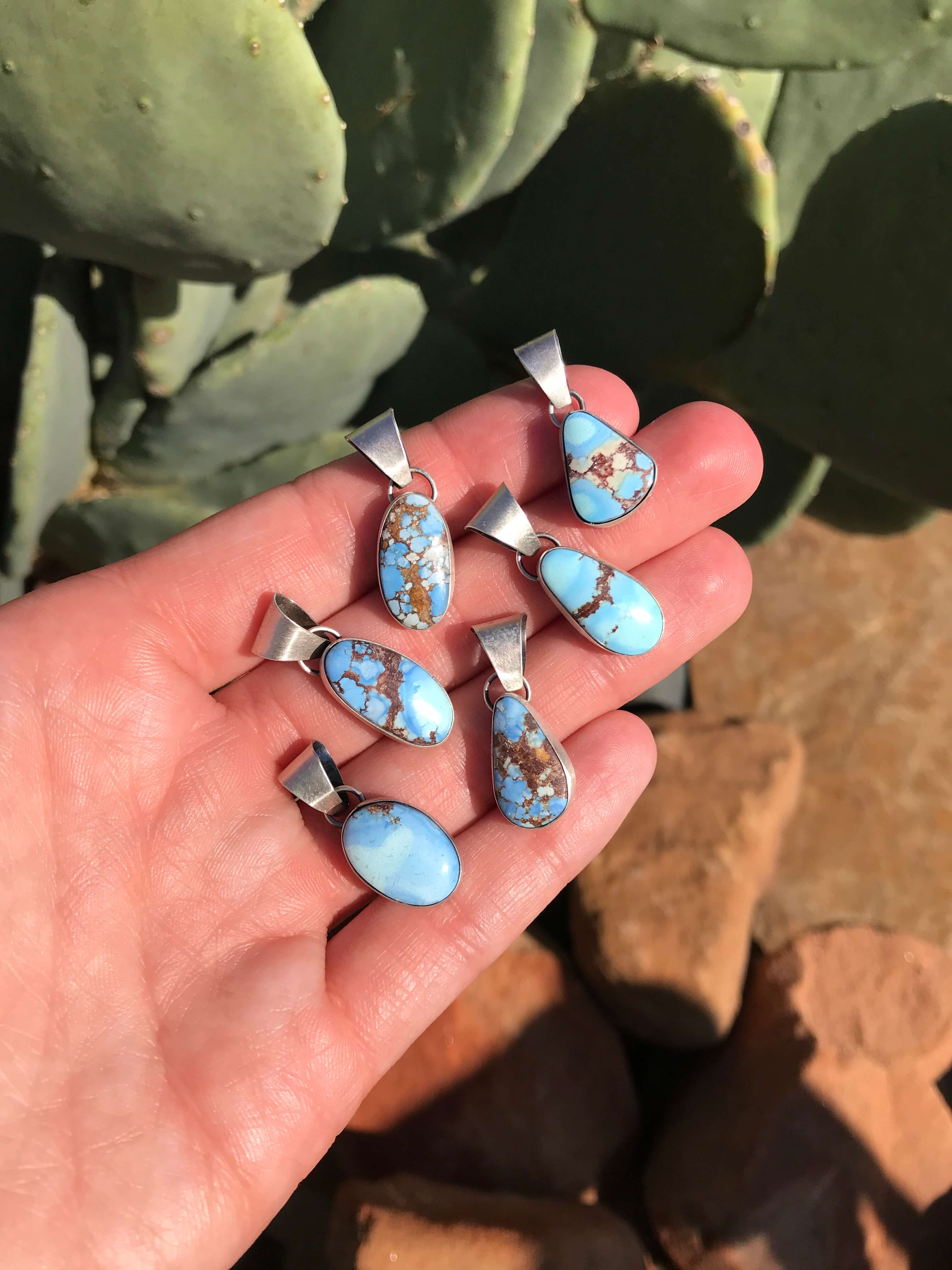 The Seven Oaks Pendant-Pendants-Calli Co., Turquoise and Silver Jewelry, Native American Handmade, Zuni Tribe, Navajo Tribe, Brock Texas