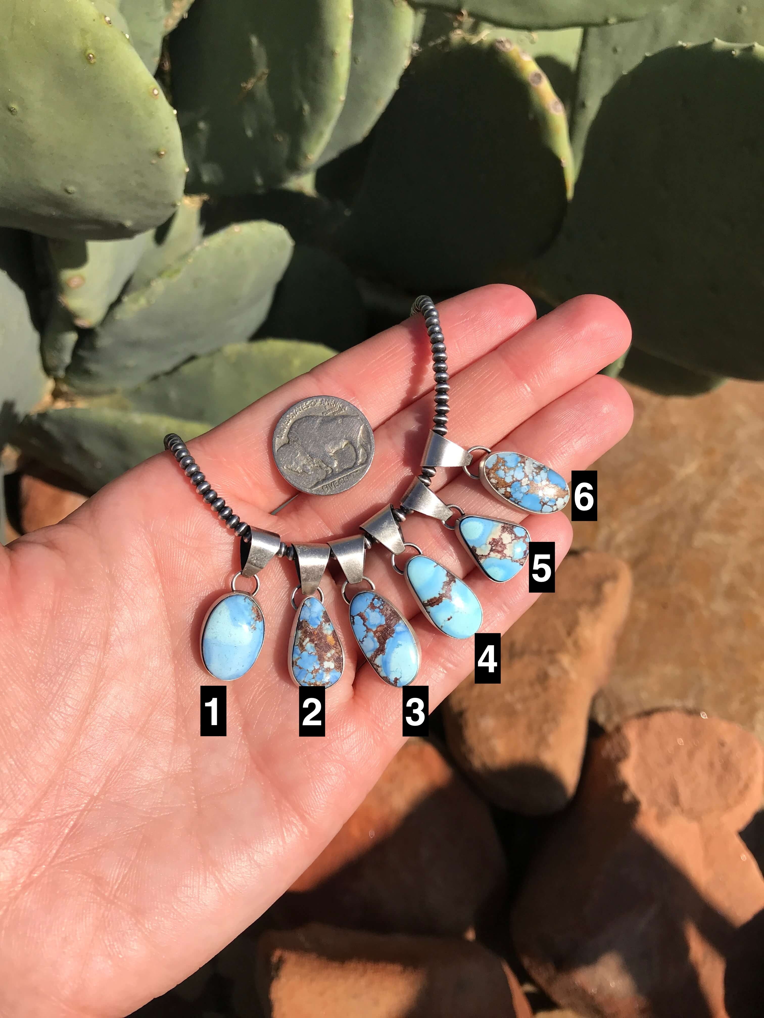 The Seven Oaks Pendant-Pendants-Calli Co., Turquoise and Silver Jewelry, Native American Handmade, Zuni Tribe, Navajo Tribe, Brock Texas