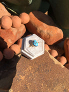 The London 14k and Turquoise Ring 21, Sz 8-Rings-Calli Co., Turquoise and Silver Jewelry, Native American Handmade, Zuni Tribe, Navajo Tribe, Brock Texas