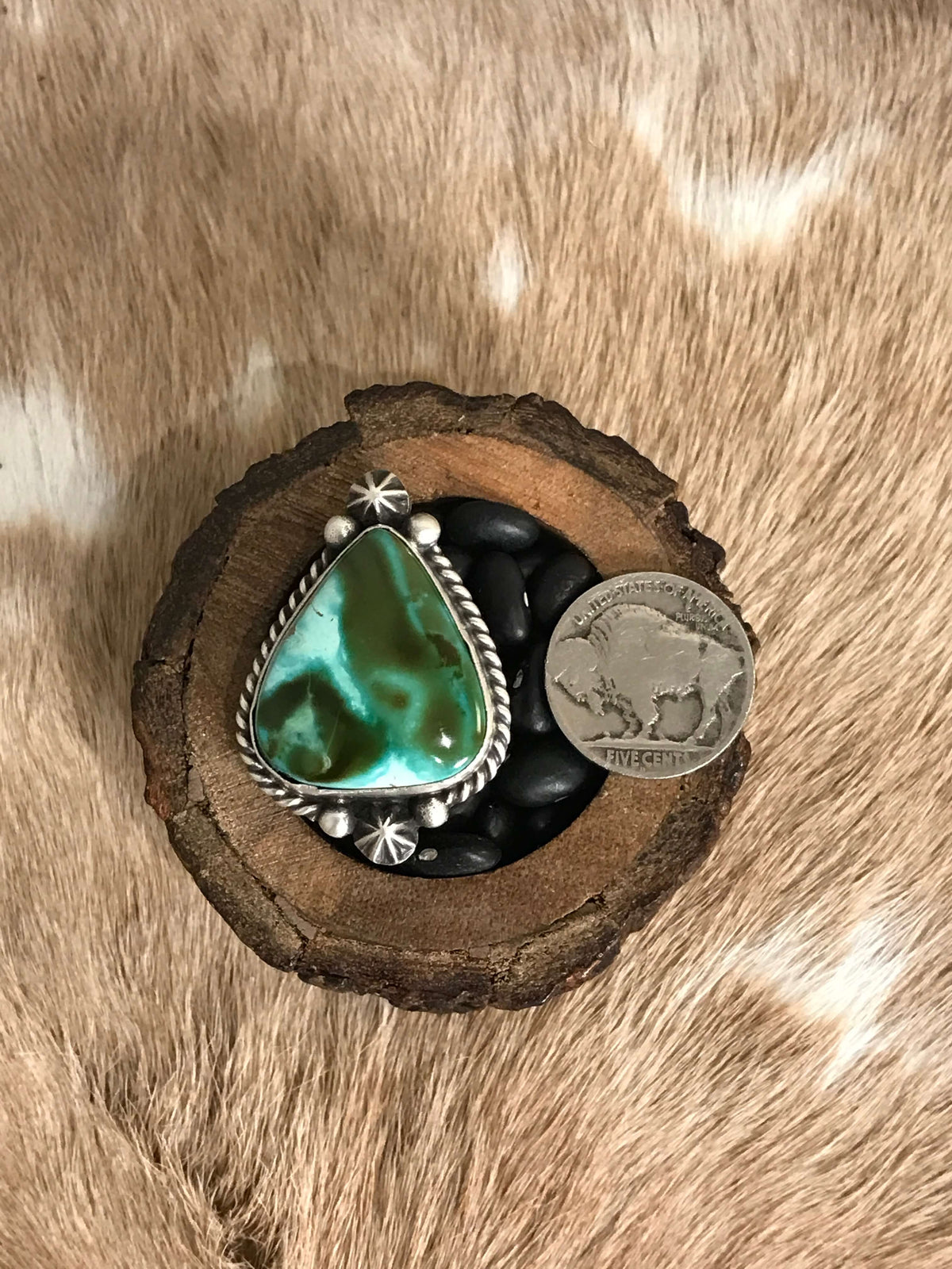 The Tishomingo Turquoise Adjustable Ring, 2-Rings-Calli Co., Turquoise and Silver Jewelry, Native American Handmade, Zuni Tribe, Navajo Tribe, Brock Texas