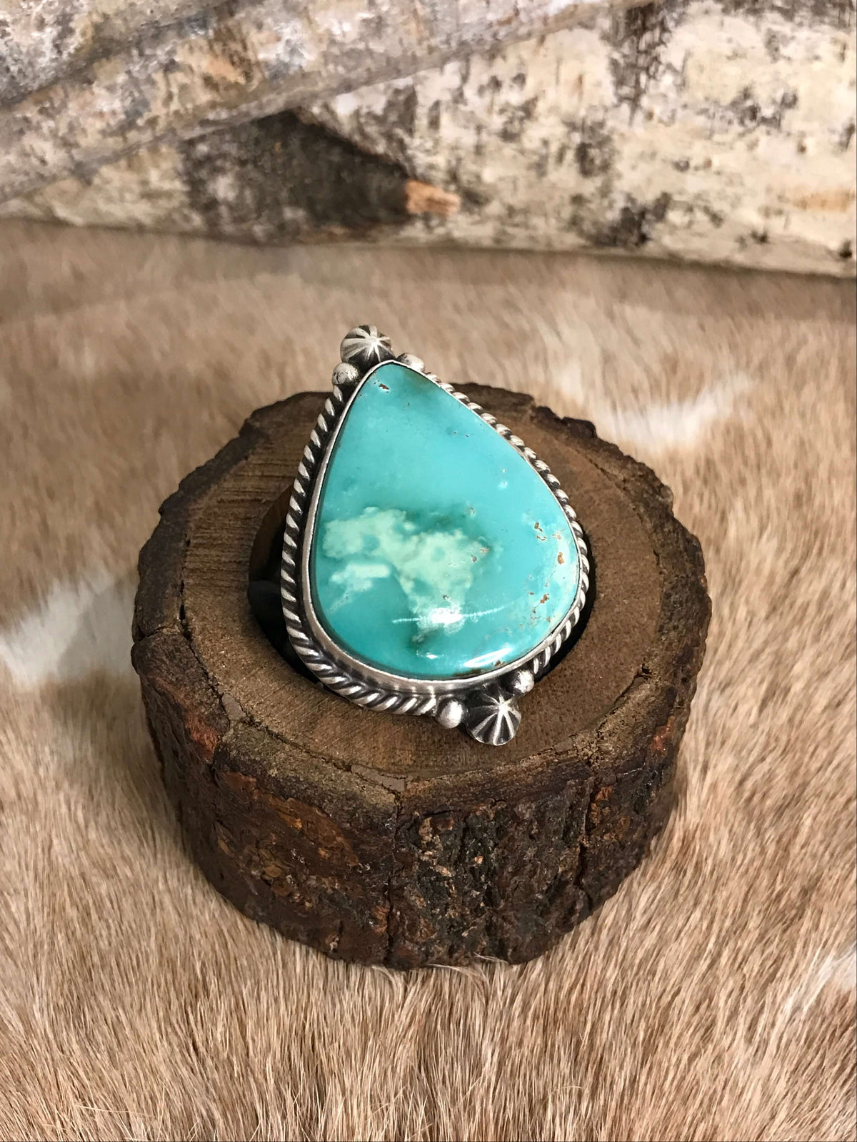 The Tishomingo Turquoise Adjustable Ring, 4-Rings-Calli Co., Turquoise and Silver Jewelry, Native American Handmade, Zuni Tribe, Navajo Tribe, Brock Texas