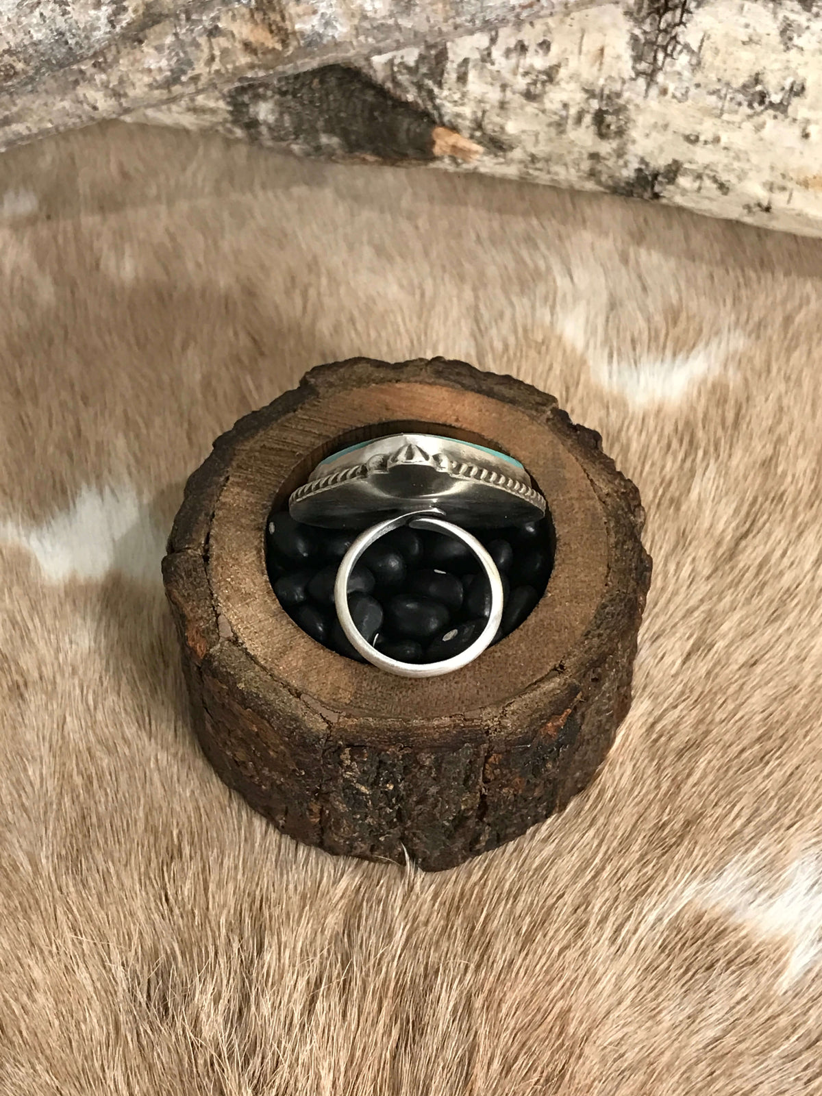 The Tishomingo Turquoise Adjustable Ring, 4-Rings-Calli Co., Turquoise and Silver Jewelry, Native American Handmade, Zuni Tribe, Navajo Tribe, Brock Texas