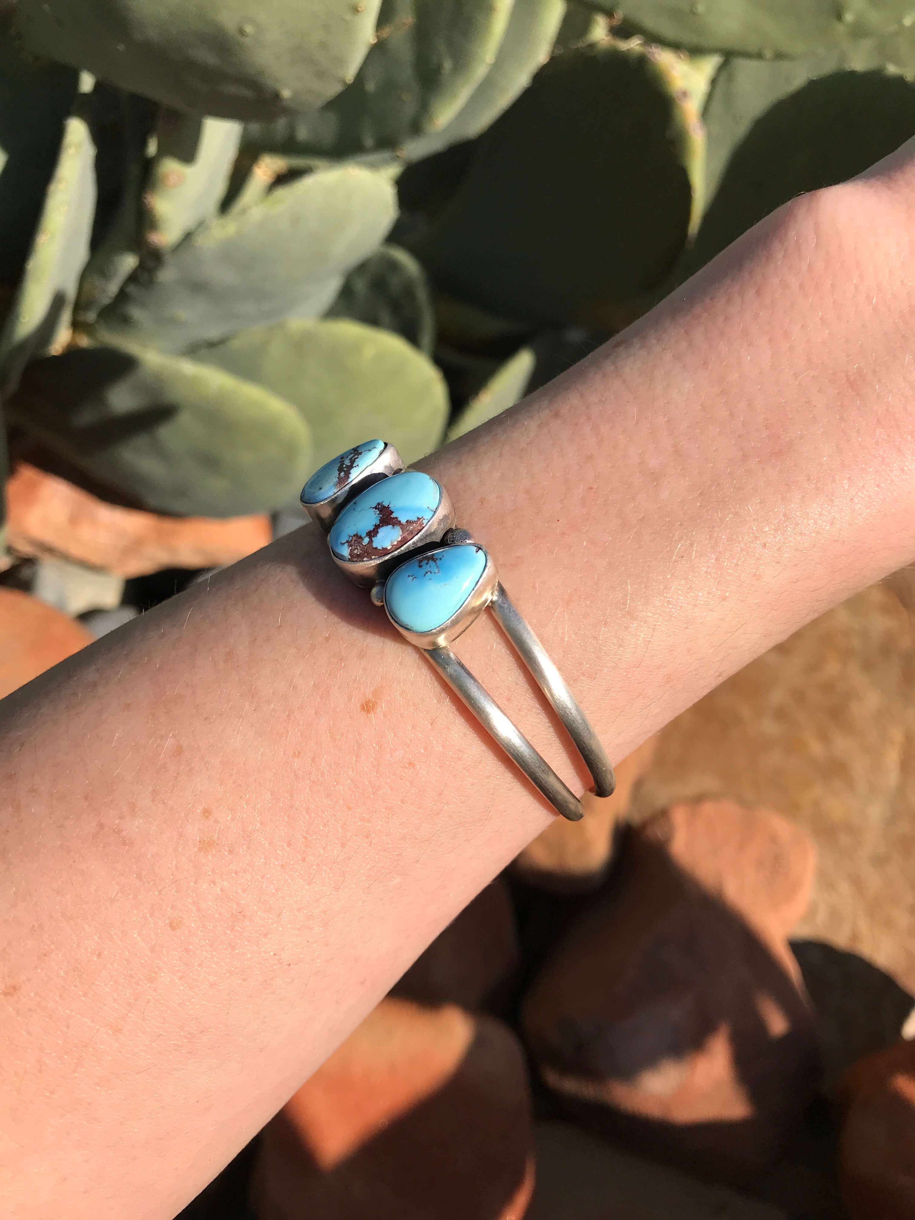 The Triple Stone Cuff, 8-Bracelets & Cuffs-Calli Co., Turquoise and Silver Jewelry, Native American Handmade, Zuni Tribe, Navajo Tribe, Brock Texas