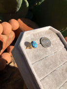 The London 14k and Turquoise Ring 21, Sz 8-Rings-Calli Co., Turquoise and Silver Jewelry, Native American Handmade, Zuni Tribe, Navajo Tribe, Brock Texas