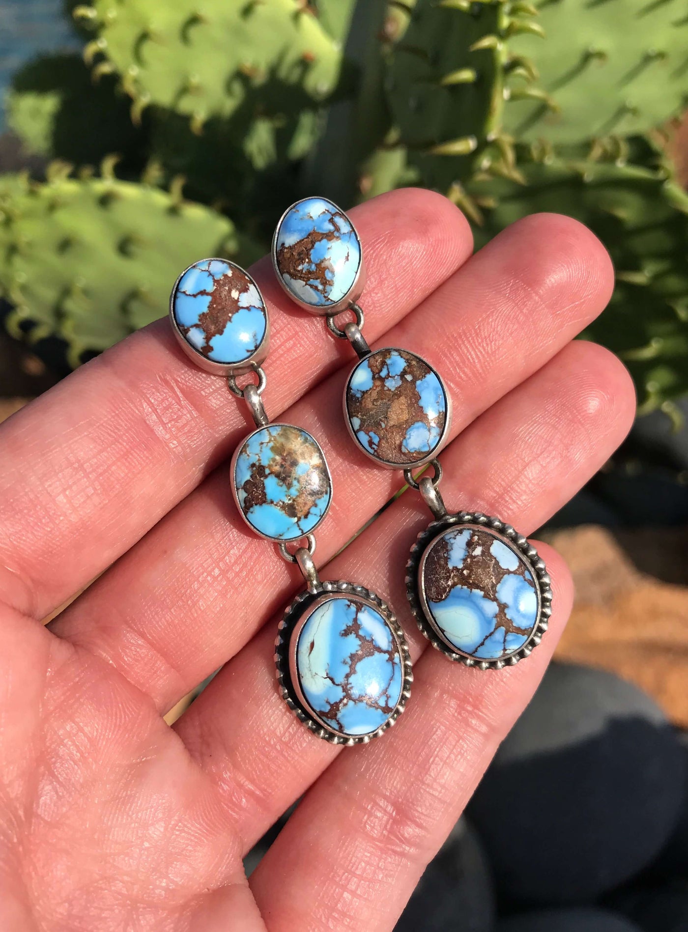 The Deep Valley Earrings, 2-Earrings-Calli Co., Turquoise and Silver Jewelry, Native American Handmade, Zuni Tribe, Navajo Tribe, Brock Texas