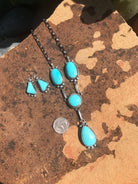 The Embers Lariat Necklace Set-Necklaces-Calli Co., Turquoise and Silver Jewelry, Native American Handmade, Zuni Tribe, Navajo Tribe, Brock Texas