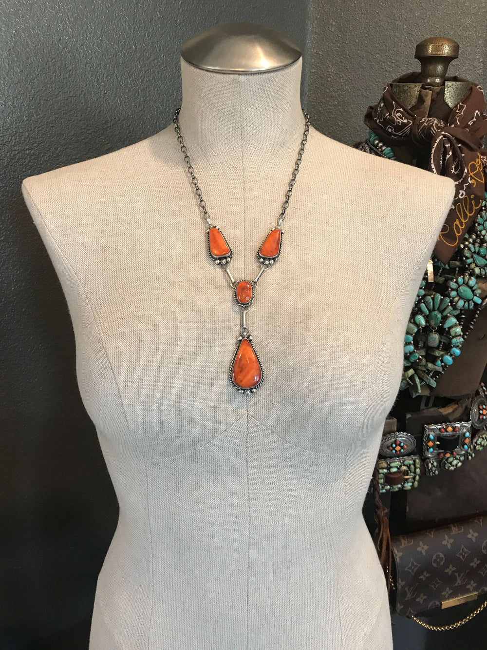 The Alessandro Lariat Necklace Set-Necklaces-Calli Co., Turquoise and Silver Jewelry, Native American Handmade, Zuni Tribe, Navajo Tribe, Brock Texas
