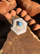 The London 14k and Turquoise Ring 22, Sz 8-Rings-Calli Co., Turquoise and Silver Jewelry, Native American Handmade, Zuni Tribe, Navajo Tribe, Brock Texas