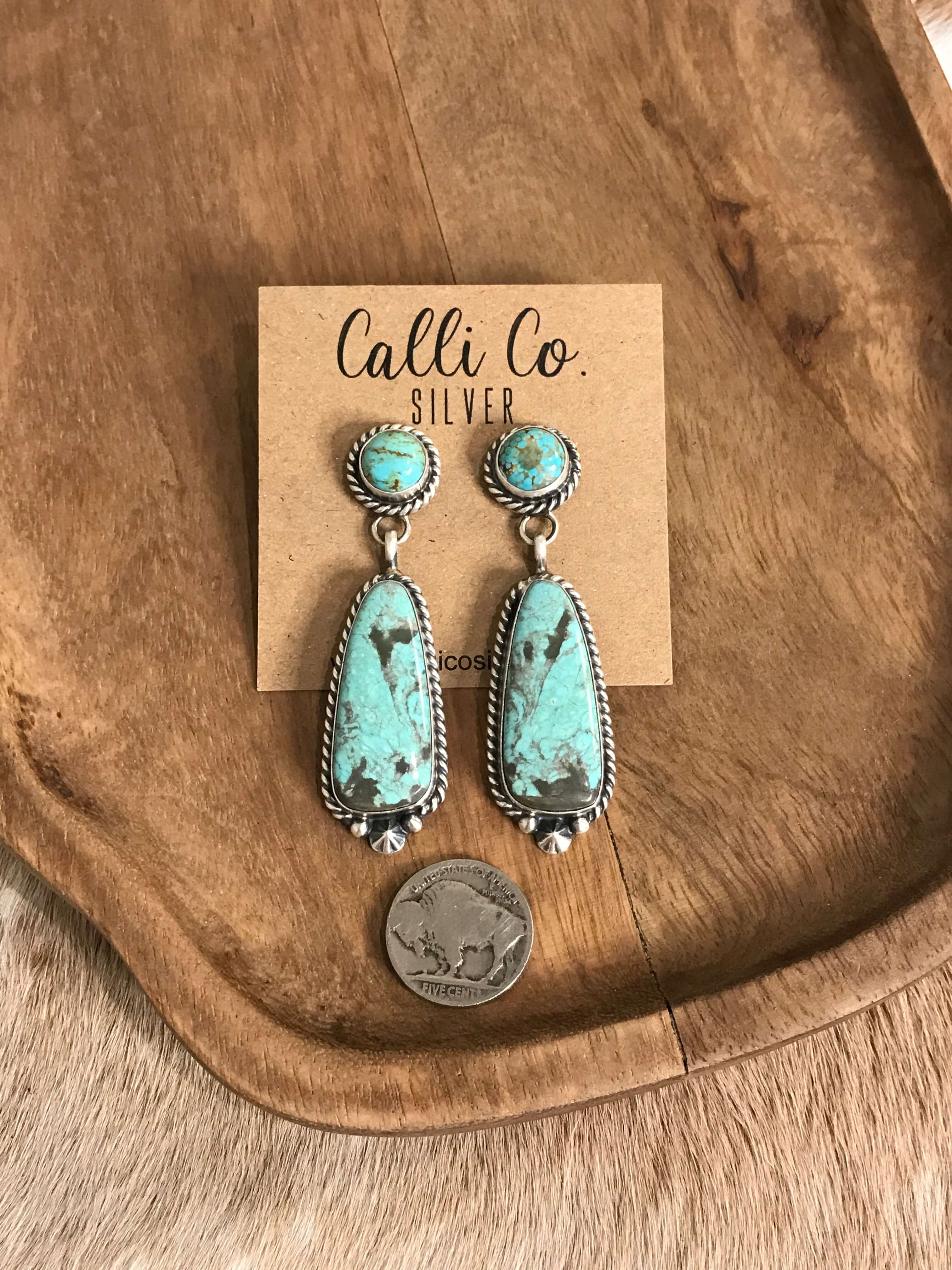 The Glendale Earrings, 4-Earrings-Calli Co., Turquoise and Silver Jewelry, Native American Handmade, Zuni Tribe, Navajo Tribe, Brock Texas