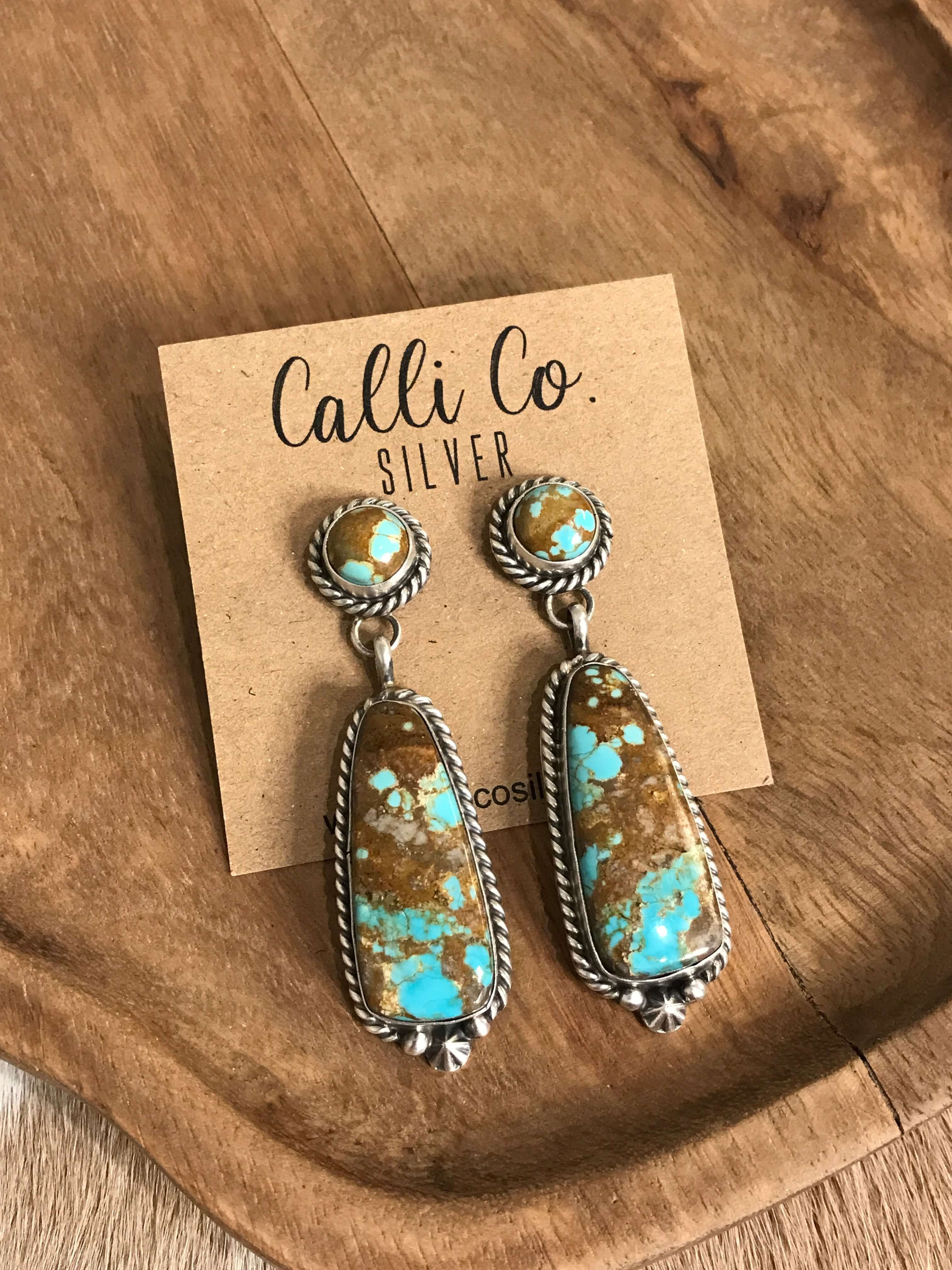 The Glendale Earrings, 5-Earrings-Calli Co., Turquoise and Silver Jewelry, Native American Handmade, Zuni Tribe, Navajo Tribe, Brock Texas