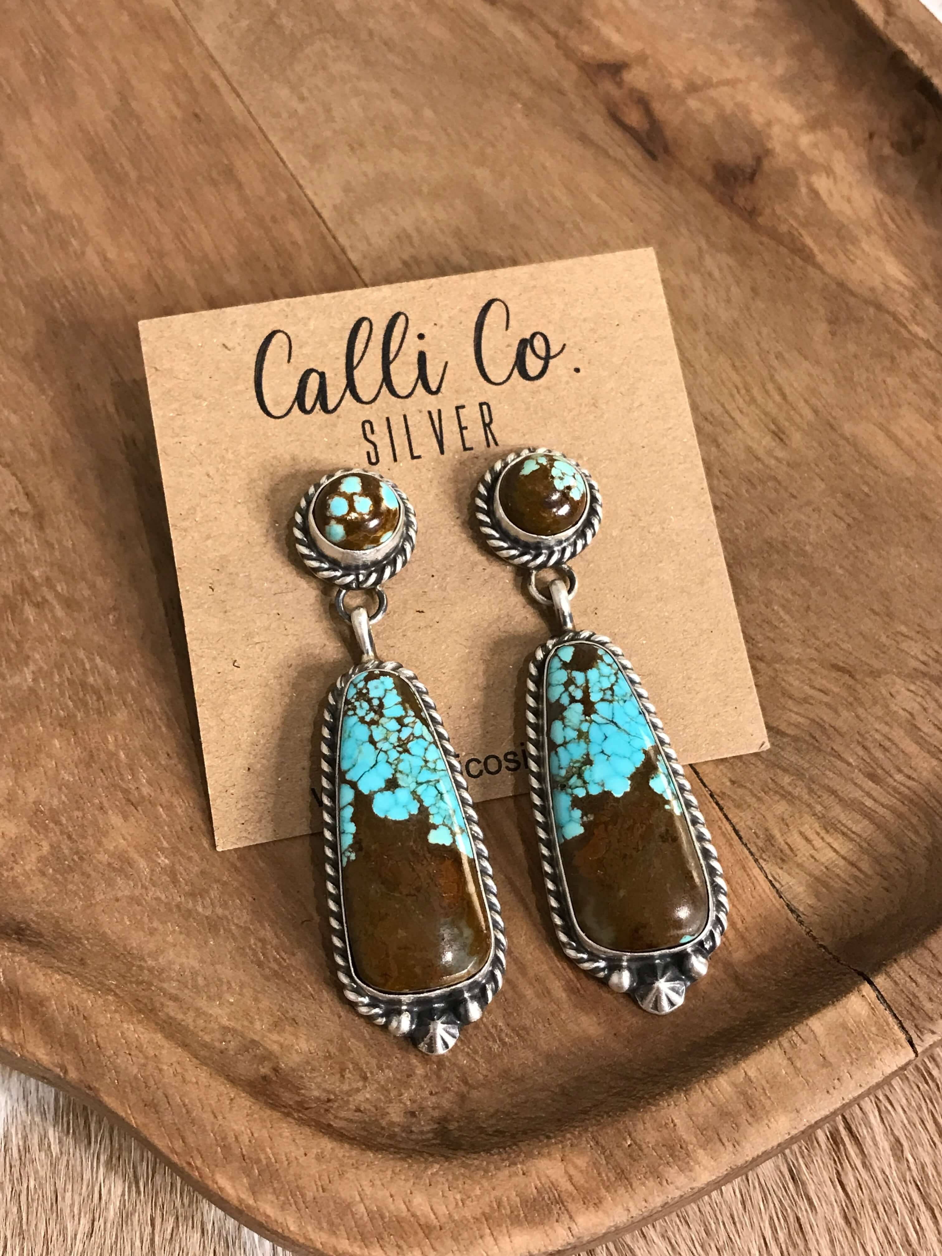 The Glendale Earrings, 7-Earrings-Calli Co., Turquoise and Silver Jewelry, Native American Handmade, Zuni Tribe, Navajo Tribe, Brock Texas