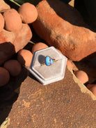 The London 14k and Turquoise Ring 23, Sz 8-Rings-Calli Co., Turquoise and Silver Jewelry, Native American Handmade, Zuni Tribe, Navajo Tribe, Brock Texas