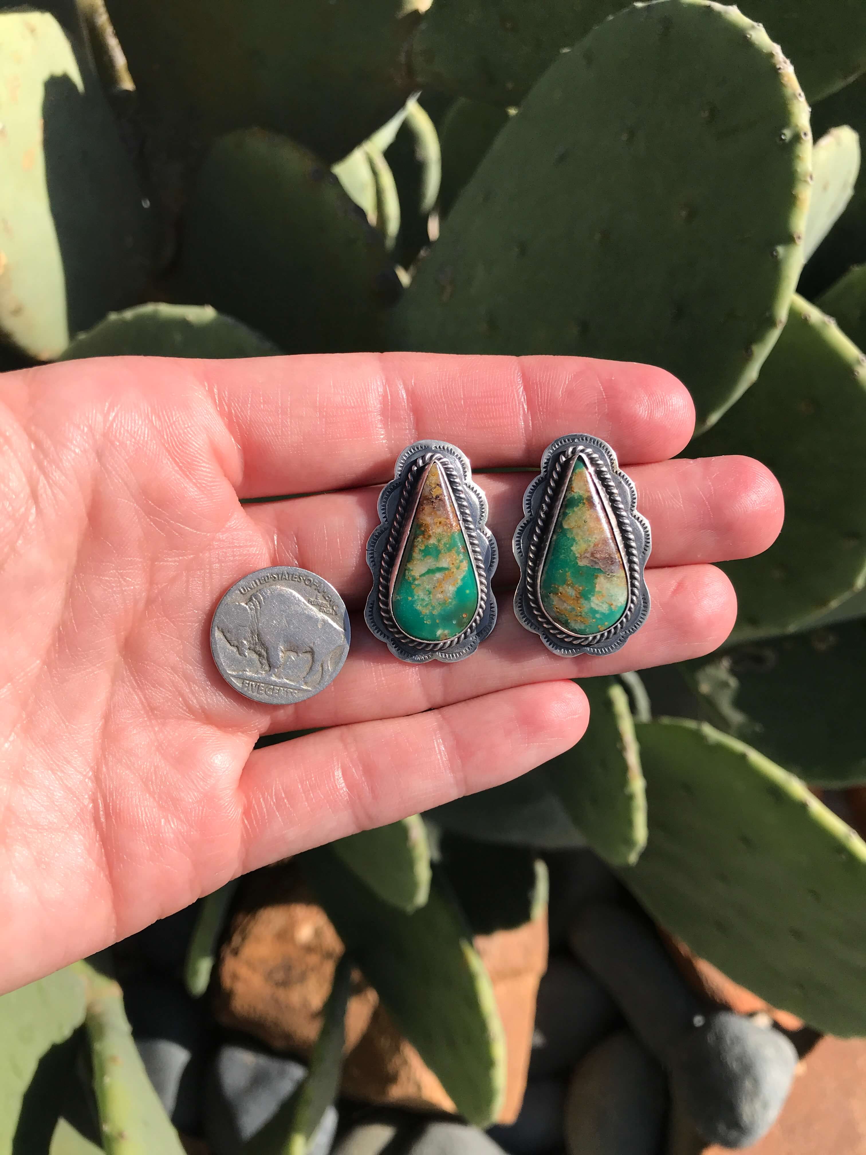 The Turquoise Studs, 14-Earrings-Calli Co., Turquoise and Silver Jewelry, Native American Handmade, Zuni Tribe, Navajo Tribe, Brock Texas