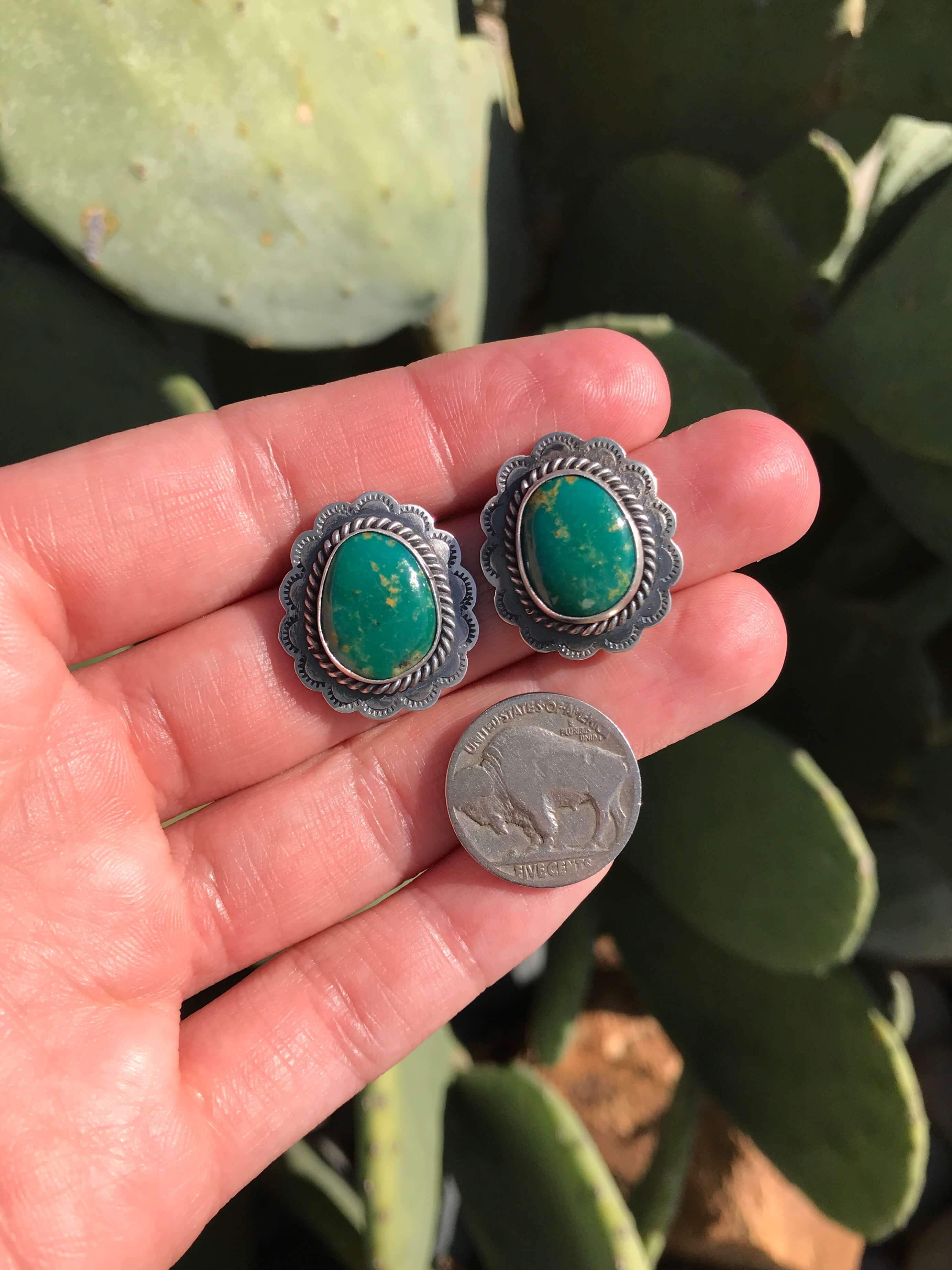 The Turquoise Studs, 13-Earrings-Calli Co., Turquoise and Silver Jewelry, Native American Handmade, Zuni Tribe, Navajo Tribe, Brock Texas