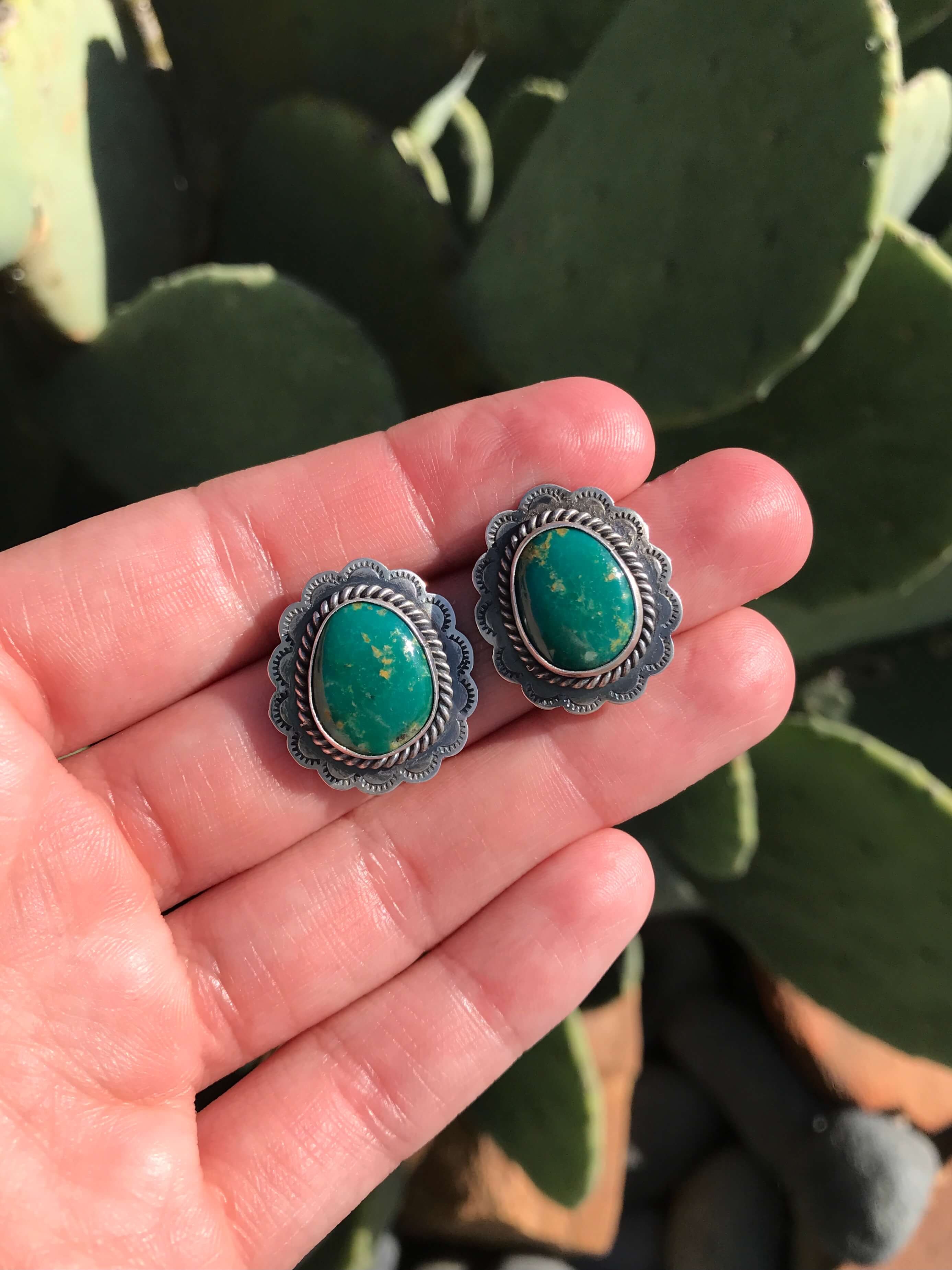 The Turquoise Studs, 13-Earrings-Calli Co., Turquoise and Silver Jewelry, Native American Handmade, Zuni Tribe, Navajo Tribe, Brock Texas