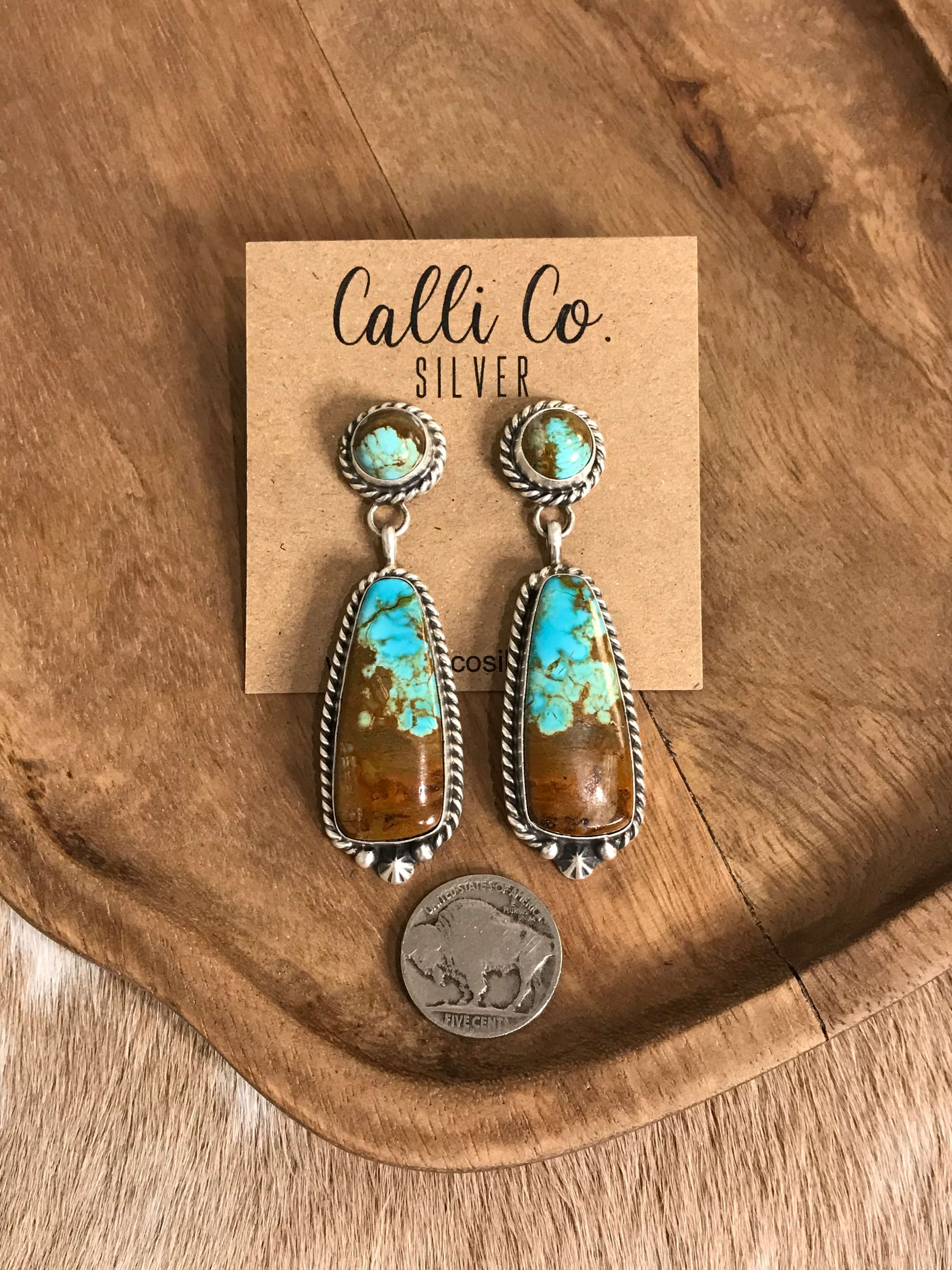 The Glendale Earrings, 13-Earrings-Calli Co., Turquoise and Silver Jewelry, Native American Handmade, Zuni Tribe, Navajo Tribe, Brock Texas