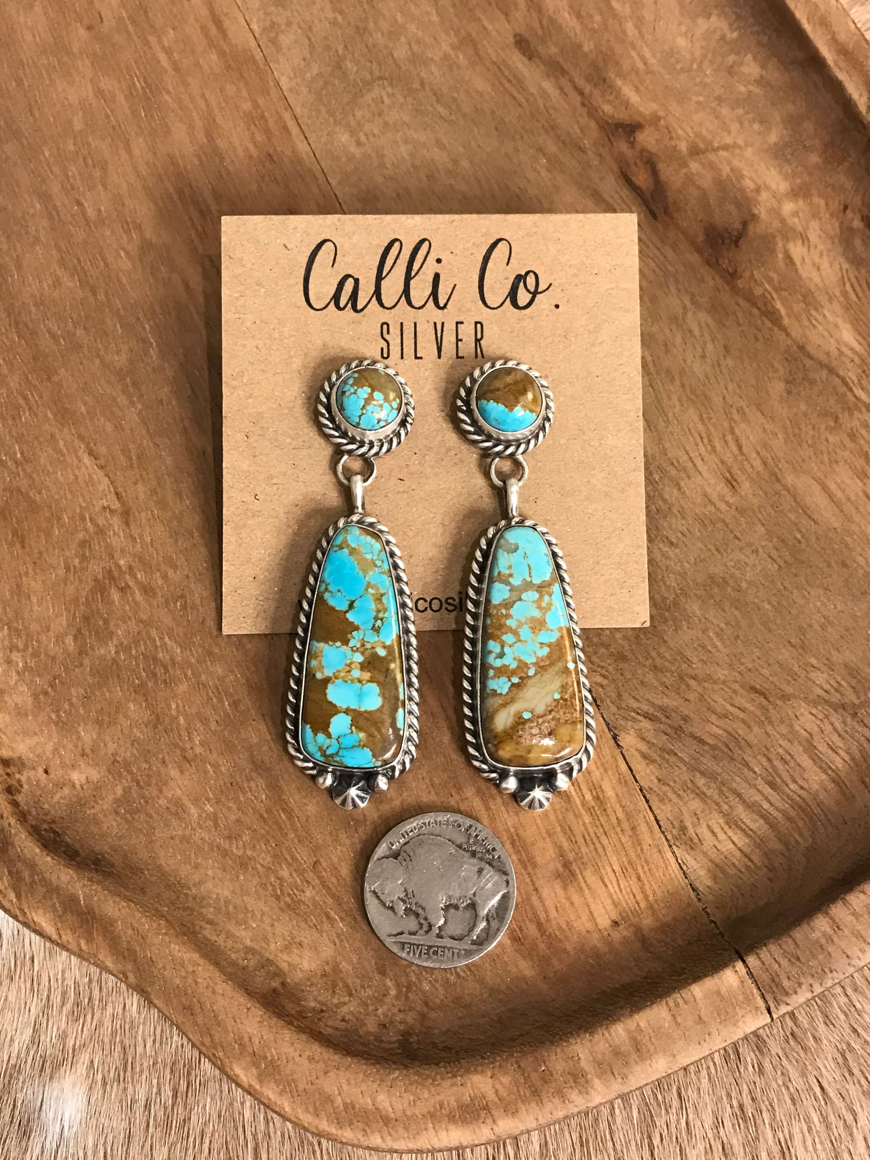 The Glendale Earrings, 14-Earrings-Calli Co., Turquoise and Silver Jewelry, Native American Handmade, Zuni Tribe, Navajo Tribe, Brock Texas