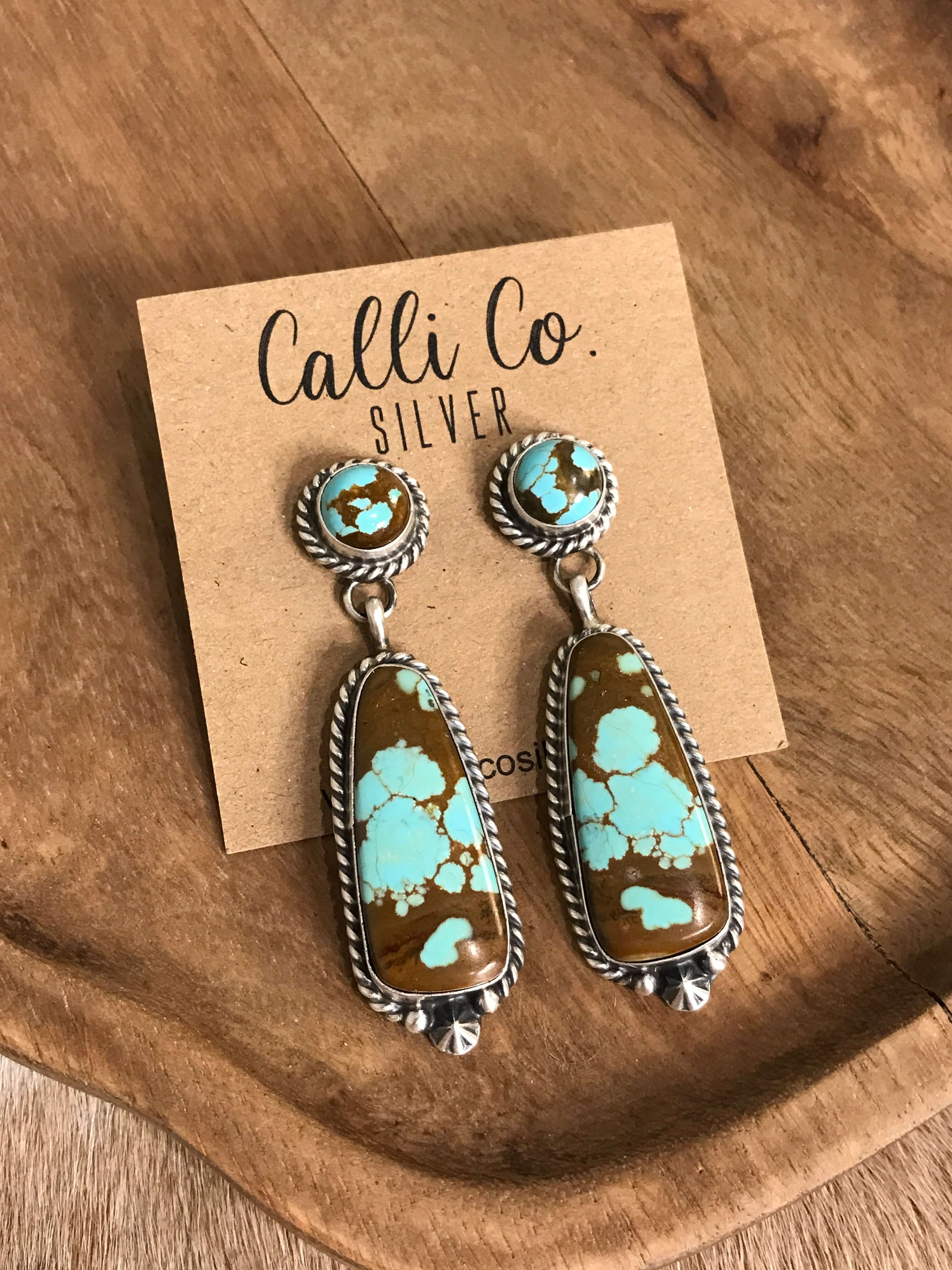 The Glendale Earrings, 16-Earrings-Calli Co., Turquoise and Silver Jewelry, Native American Handmade, Zuni Tribe, Navajo Tribe, Brock Texas
