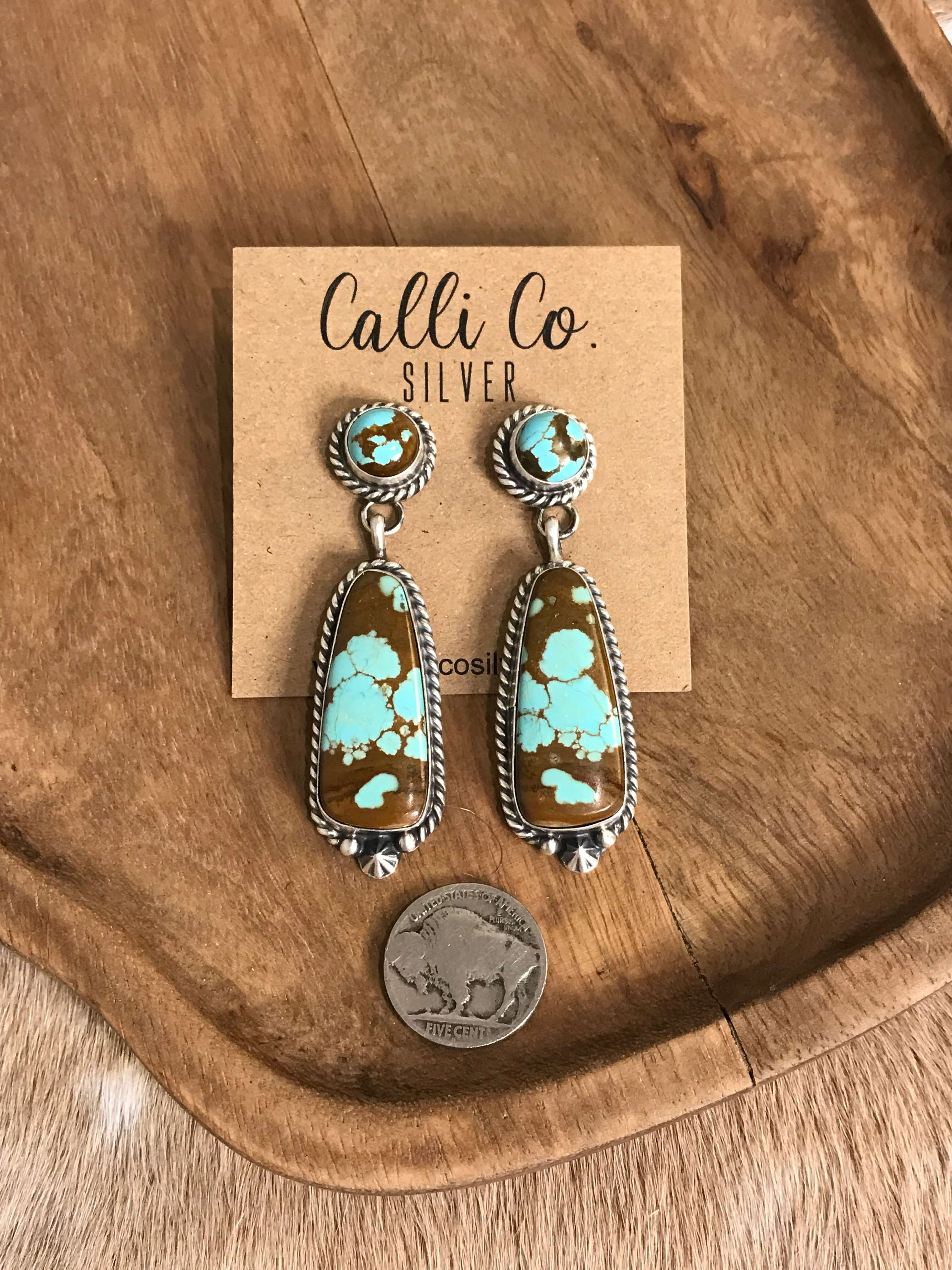 The Glendale Earrings, 16-Earrings-Calli Co., Turquoise and Silver Jewelry, Native American Handmade, Zuni Tribe, Navajo Tribe, Brock Texas