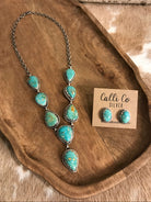 The Hartley Lariat Necklace Set, 1-Necklaces-Calli Co., Turquoise and Silver Jewelry, Native American Handmade, Zuni Tribe, Navajo Tribe, Brock Texas