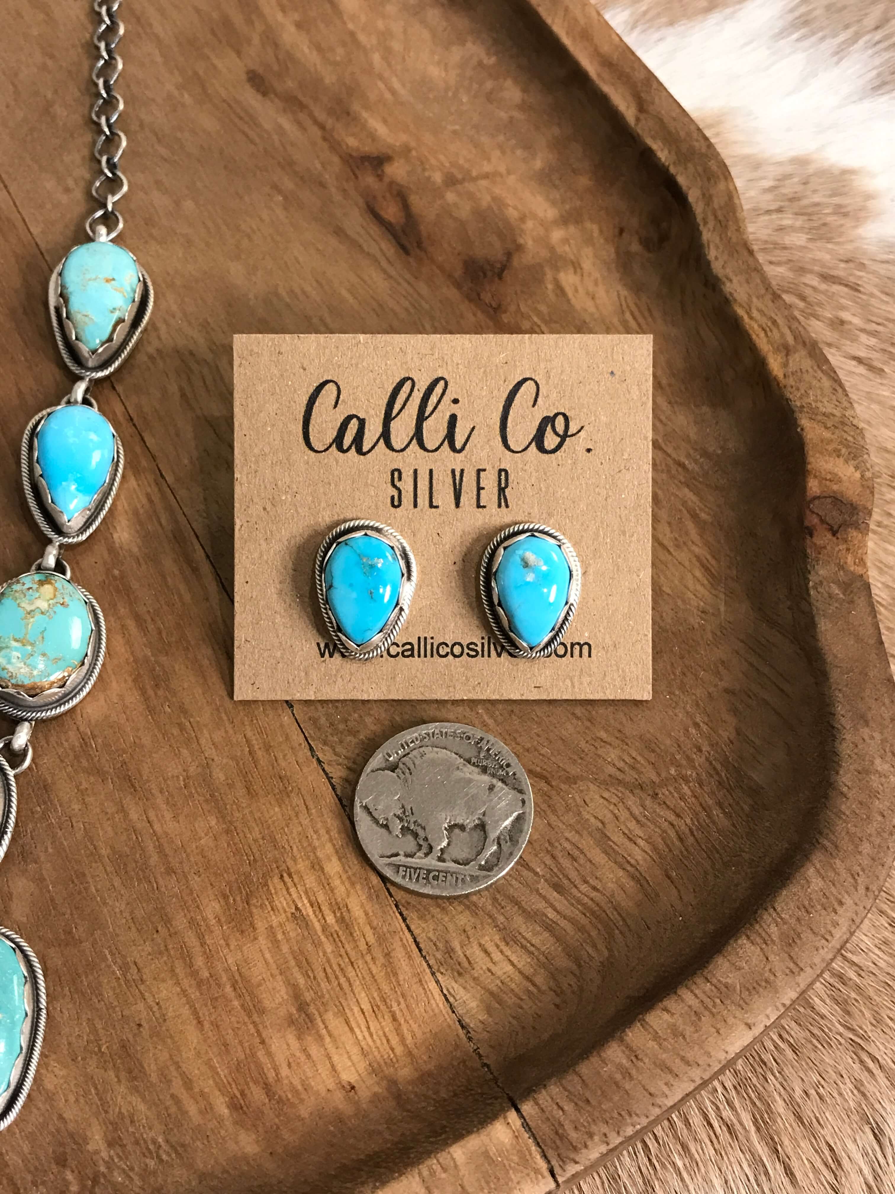 The Hartley Lariat Necklace Set, 2-Necklaces-Calli Co., Turquoise and Silver Jewelry, Native American Handmade, Zuni Tribe, Navajo Tribe, Brock Texas