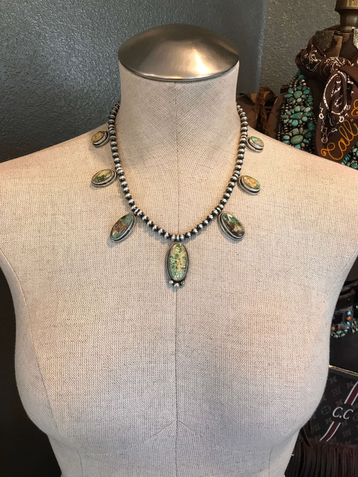 The Colca Turquoise Statement Necklace-Necklaces-Calli Co., Turquoise and Silver Jewelry, Native American Handmade, Zuni Tribe, Navajo Tribe, Brock Texas
