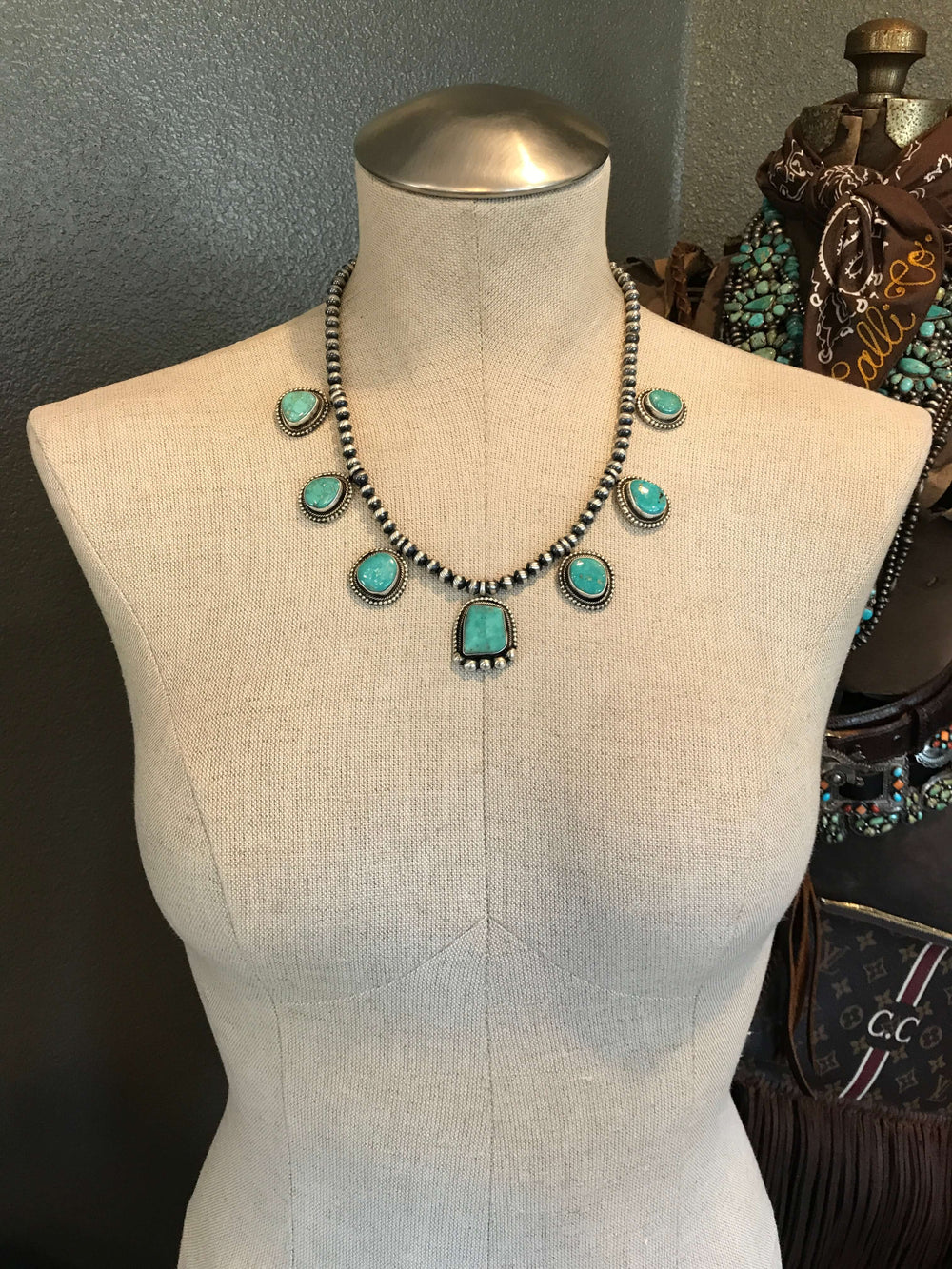 The Callalli Turquoise Statement Necklace-Necklaces-Calli Co., Turquoise and Silver Jewelry, Native American Handmade, Zuni Tribe, Navajo Tribe, Brock Texas