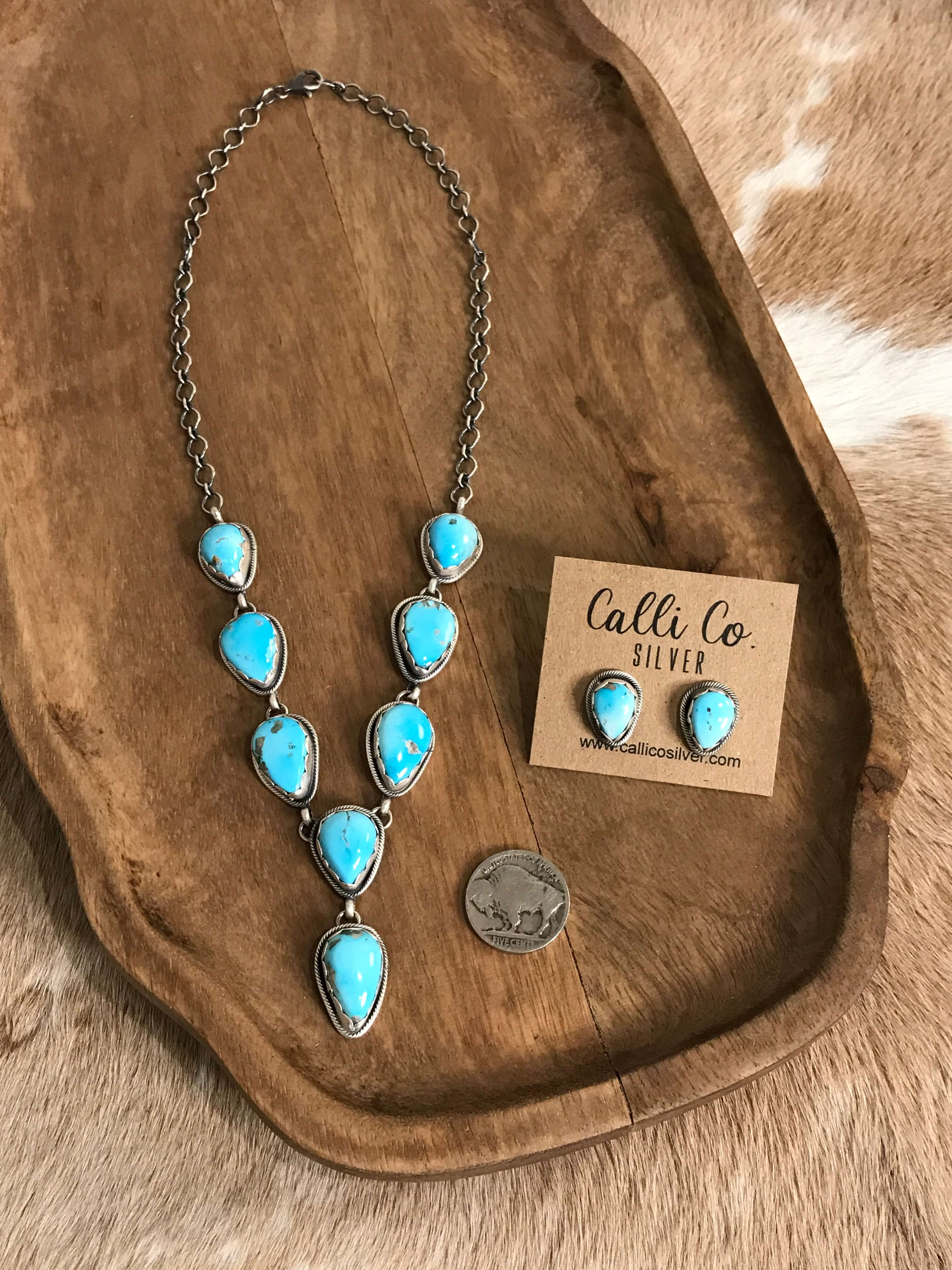 The Hartley Lariat Necklace Set, 4-Necklaces-Calli Co., Turquoise and Silver Jewelry, Native American Handmade, Zuni Tribe, Navajo Tribe, Brock Texas