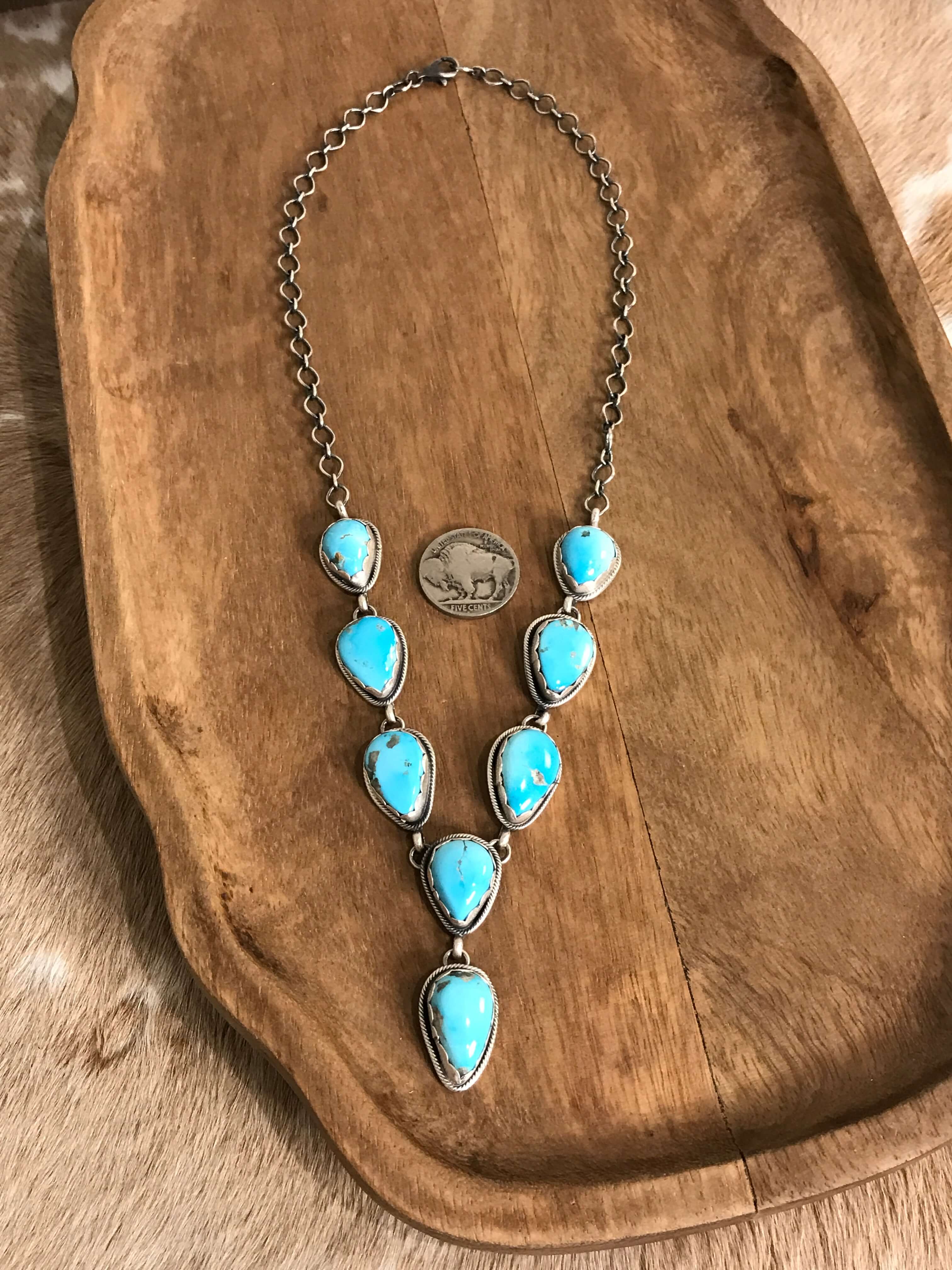 The Hartley Lariat Necklace Set, 4-Necklaces-Calli Co., Turquoise and Silver Jewelry, Native American Handmade, Zuni Tribe, Navajo Tribe, Brock Texas