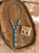 The Kallen Turquoise Lariat Necklace Set, 1-Necklaces-Calli Co., Turquoise and Silver Jewelry, Native American Handmade, Zuni Tribe, Navajo Tribe, Brock Texas