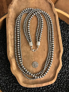 The Sabinal Triple Strand Pearl Necklace, 36"-Necklaces-Calli Co., Turquoise and Silver Jewelry, Native American Handmade, Zuni Tribe, Navajo Tribe, Brock Texas