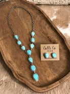 The Kallen Turquoise Lariat Necklace Set, 2-Necklaces-Calli Co., Turquoise and Silver Jewelry, Native American Handmade, Zuni Tribe, Navajo Tribe, Brock Texas