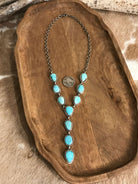 The Kallen Turquoise Lariat Necklace Set, 2-Necklaces-Calli Co., Turquoise and Silver Jewelry, Native American Handmade, Zuni Tribe, Navajo Tribe, Brock Texas