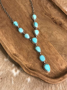 The Kallen Turquoise Lariat Necklace Set, 2-Necklaces-Calli Co., Turquoise and Silver Jewelry, Native American Handmade, Zuni Tribe, Navajo Tribe, Brock Texas