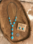 The Kallen Turquoise Lariat Necklace Set, 3-Necklaces-Calli Co., Turquoise and Silver Jewelry, Native American Handmade, Zuni Tribe, Navajo Tribe, Brock Texas