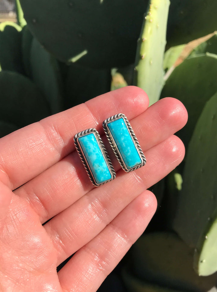 The Turquoise Studs, 60-Earrings-Calli Co., Turquoise and Silver Jewelry, Native American Handmade, Zuni Tribe, Navajo Tribe, Brock Texas