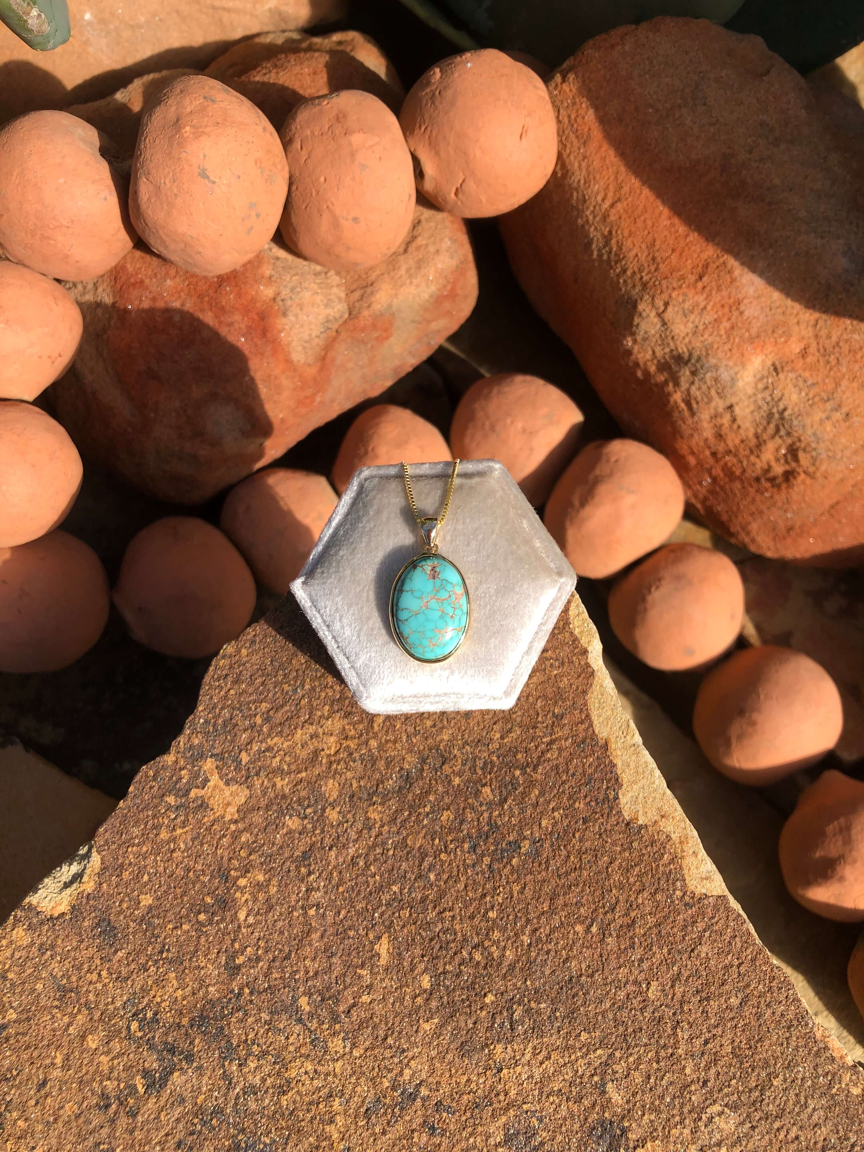 The Nordic 14k and Turquoise Pendant, 10-Pendants-Calli Co., Turquoise and Silver Jewelry, Native American Handmade, Zuni Tribe, Navajo Tribe, Brock Texas