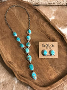 The Kallen Turquoise Lariat Necklace Set, 4-Necklaces-Calli Co., Turquoise and Silver Jewelry, Native American Handmade, Zuni Tribe, Navajo Tribe, Brock Texas