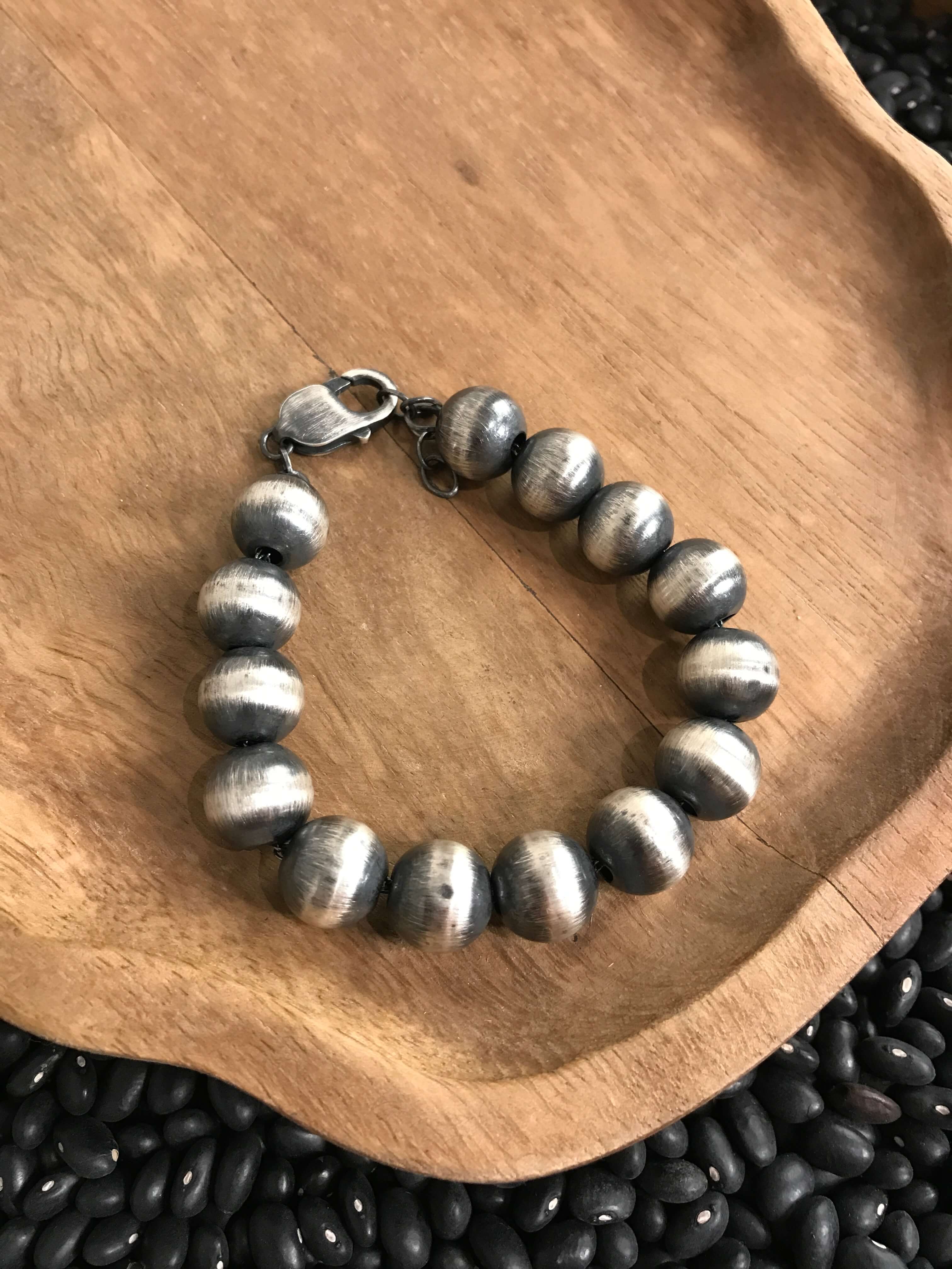 The Mabank 12mm Pearl Bracelet-Bracelets & Cuffs-Calli Co., Turquoise and Silver Jewelry, Native American Handmade, Zuni Tribe, Navajo Tribe, Brock Texas