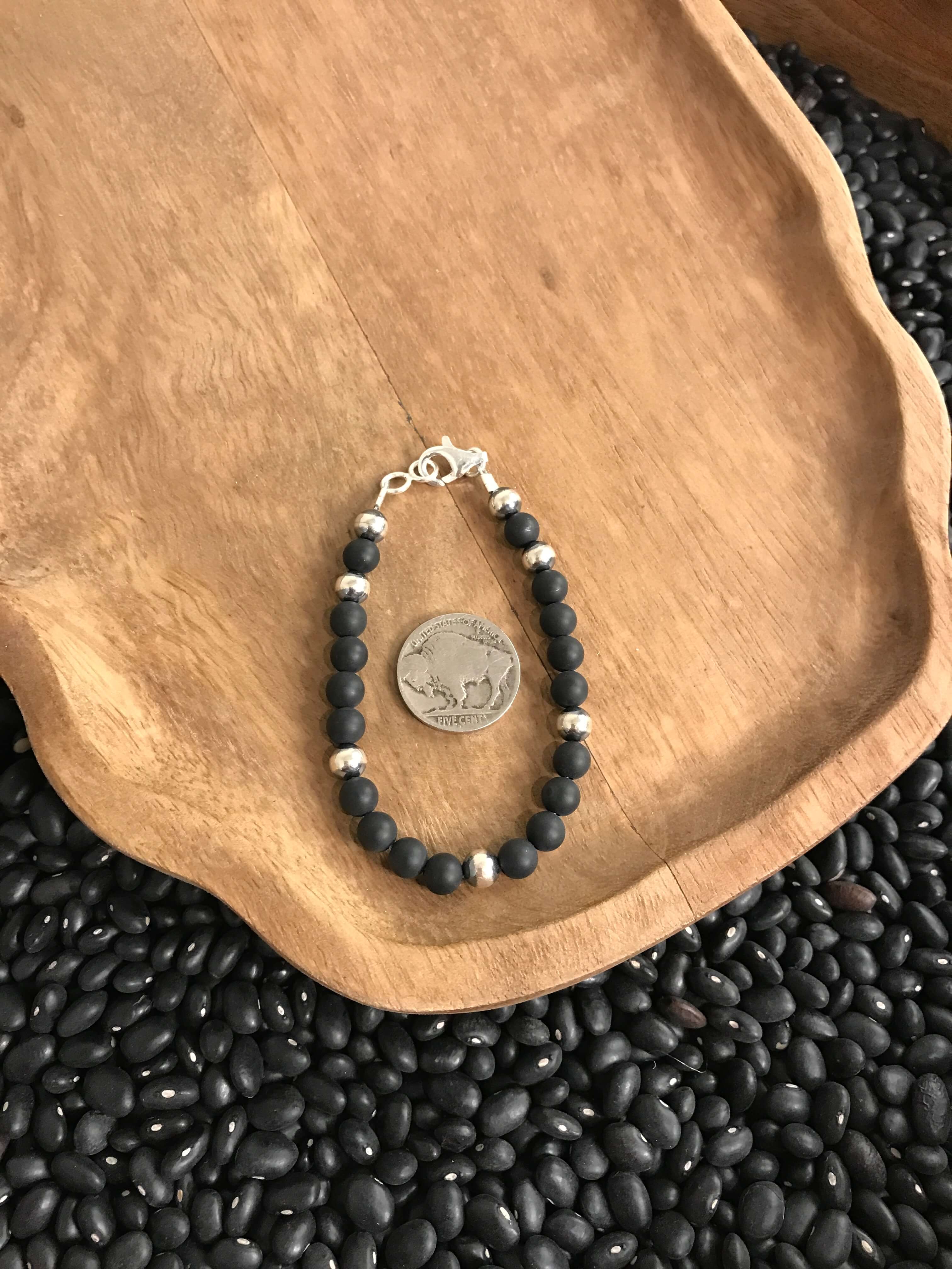 The Culmore Onyx Bracelet-Bracelets & Cuffs-Calli Co., Turquoise and Silver Jewelry, Native American Handmade, Zuni Tribe, Navajo Tribe, Brock Texas