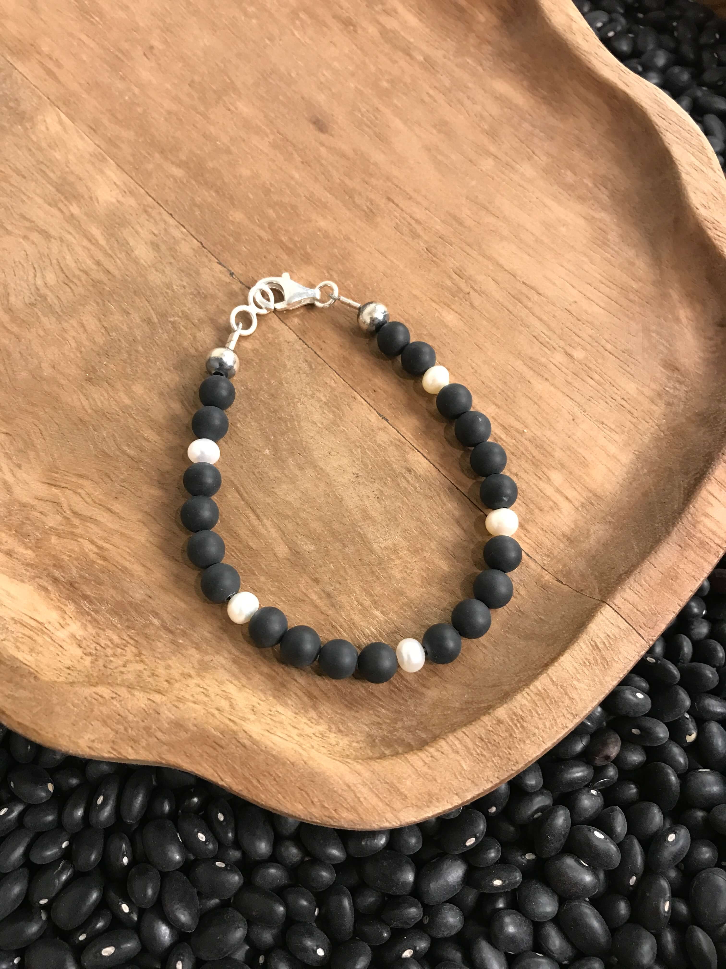 Pearl and Turquoise Nugget Stretch Bracelet | Calli Co Silver