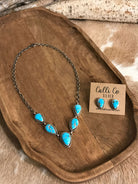 The Lulu Statement Necklace Set, 1-Necklaces-Calli Co., Turquoise and Silver Jewelry, Native American Handmade, Zuni Tribe, Navajo Tribe, Brock Texas