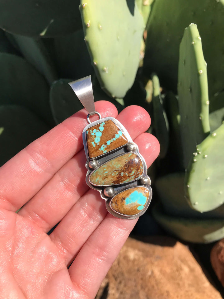 The Allamore Turquoise Pendant-Pendants-Calli Co., Turquoise and Silver Jewelry, Native American Handmade, Zuni Tribe, Navajo Tribe, Brock Texas