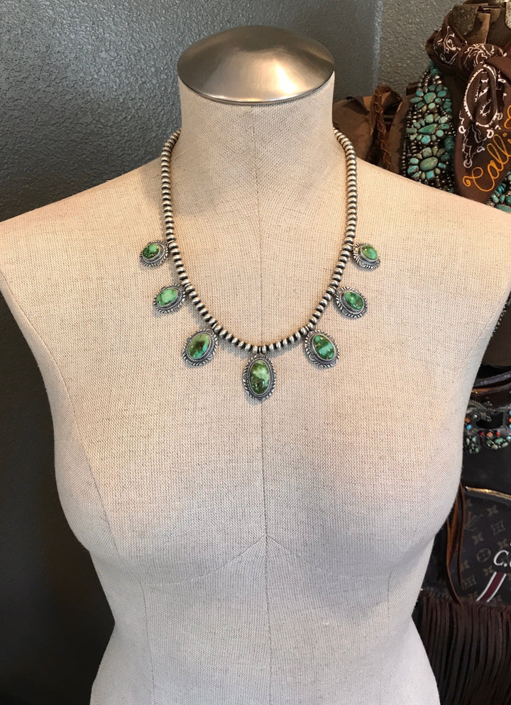 The Kallen Sonoran Gold Statement Necklace Set-Necklaces-Calli Co., Turquoise and Silver Jewelry, Native American Handmade, Zuni Tribe, Navajo Tribe, Brock Texas