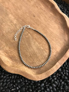 The 3mm Pearl Ankle Bracelet-Bracelets & Cuffs-Calli Co., Turquoise and Silver Jewelry, Native American Handmade, Zuni Tribe, Navajo Tribe, Brock Texas